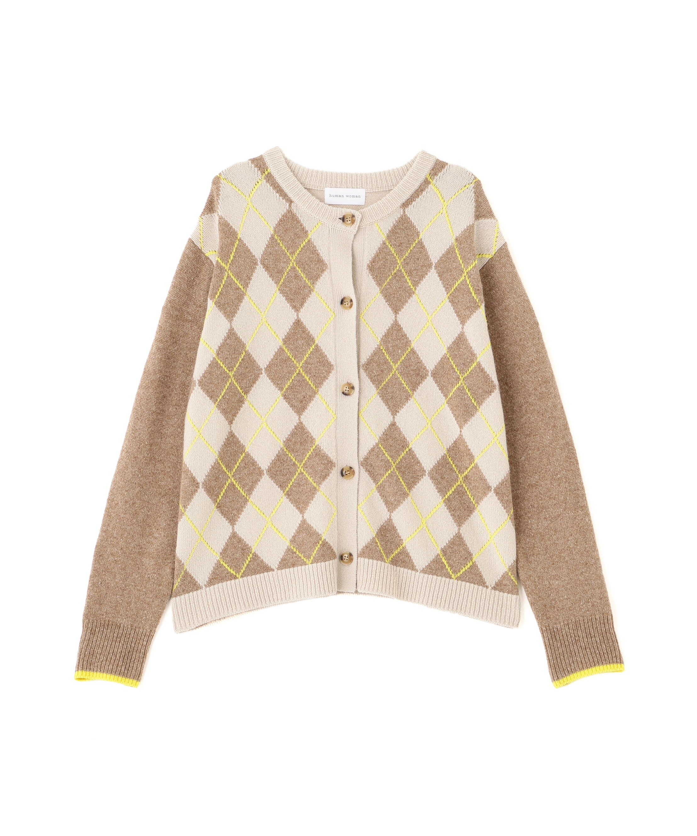  「ウールＭＩＸアーガイルクルーネックカーディガン」|ニット・セーター|