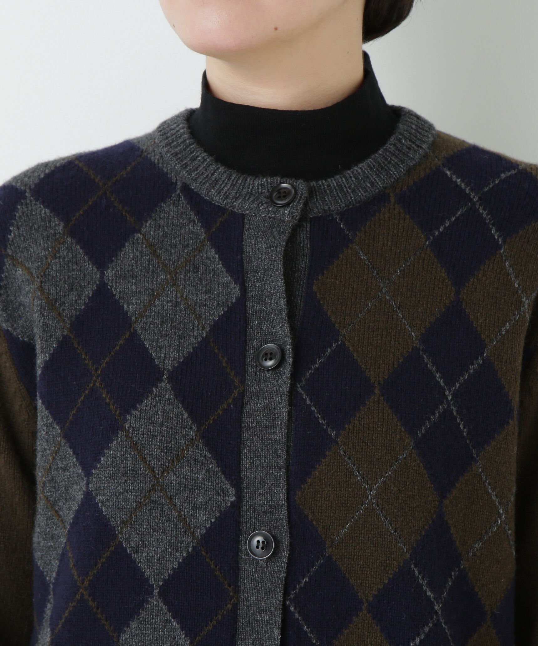  「ウールＭＩＸアーガイルクルーネックカーディガン」|ニット・セーター|