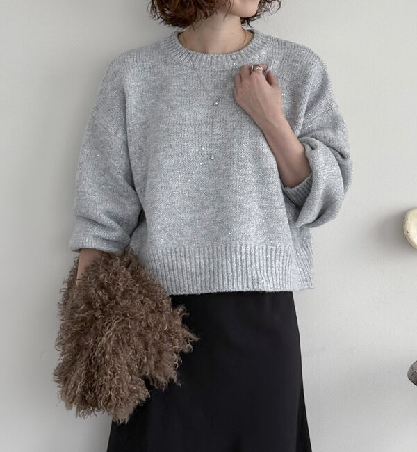 Doux archives「スパンコールショートニットプルオーバー」|ニット・セーター|