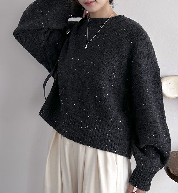 Doux archives「スパンコールショートニットプルオーバー」|ニット・セーター|