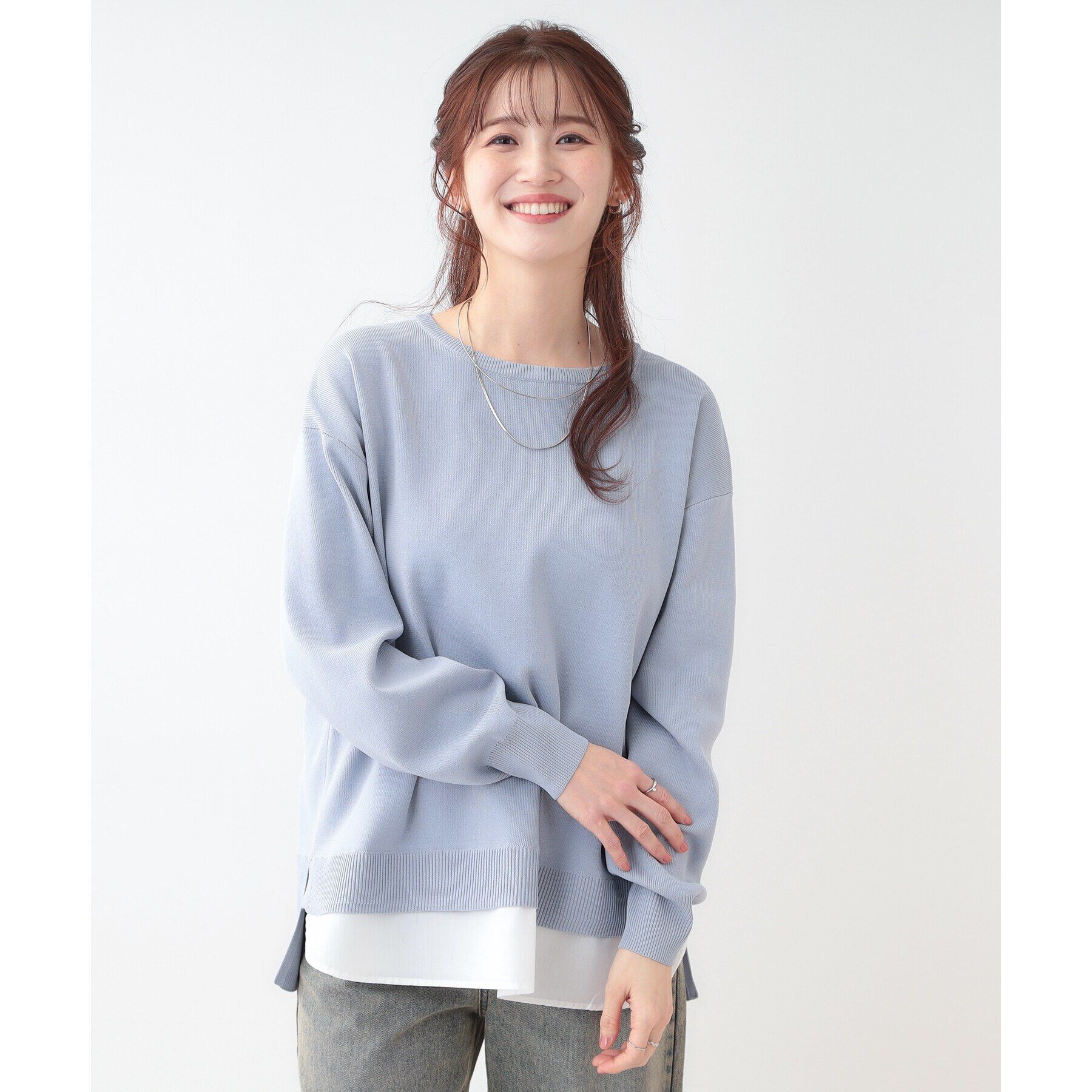 SHOO･LA･RUE「【洗える】一枚で簡単こなれ見え スポンディッシュ 裾レイヤード風ニット」|ニット・セーター|