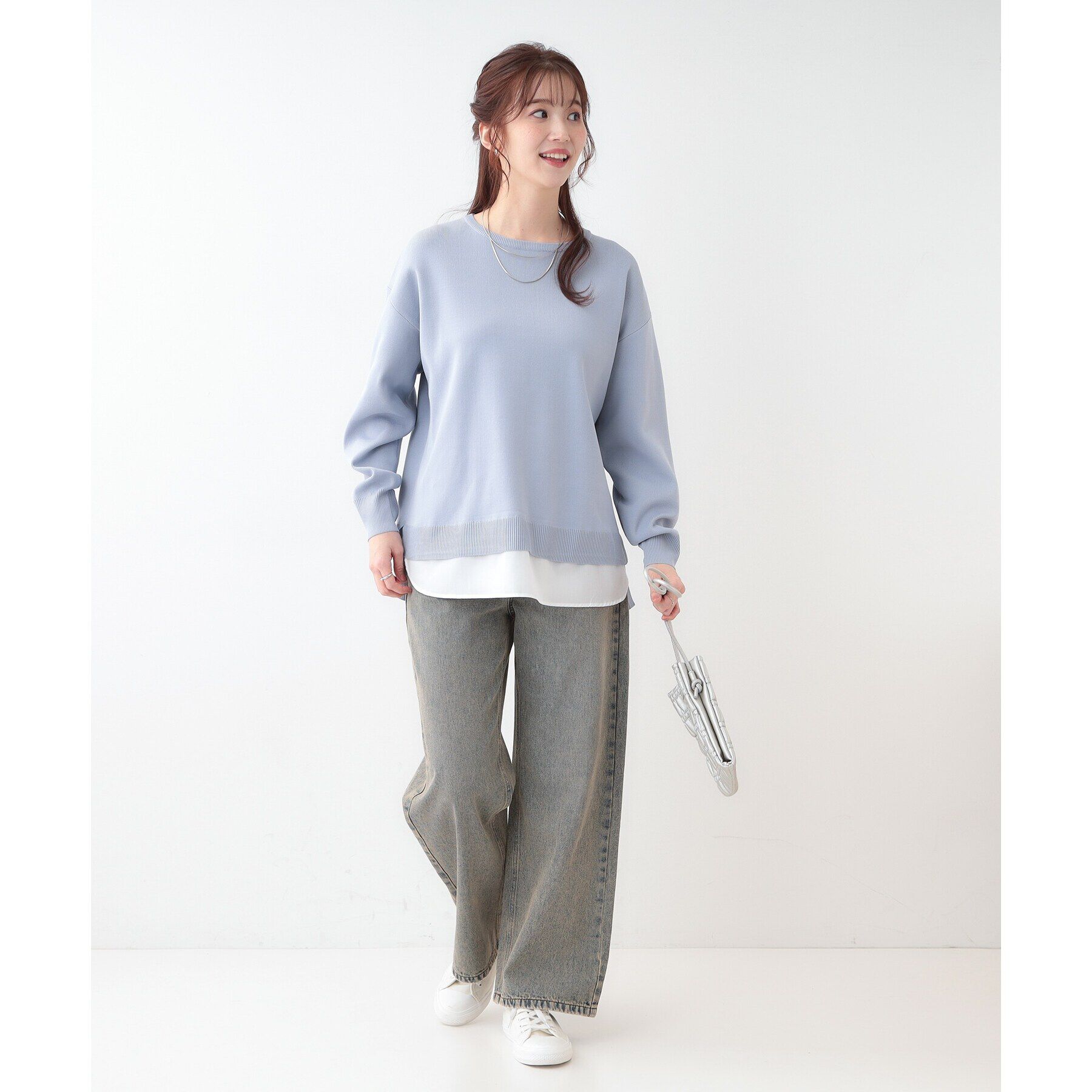 SHOO･LA･RUE「【洗える】一枚で簡単こなれ見え スポンディッシュ 裾レイヤード風ニット」|ニット・セーター|