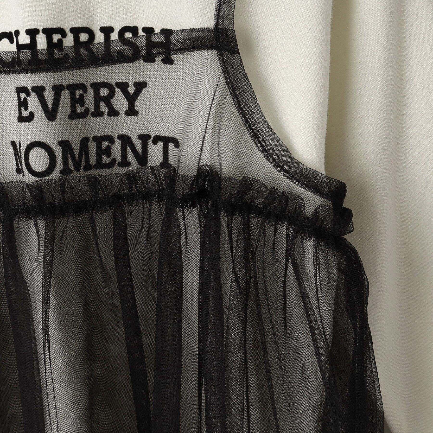 SHOO･LA･RUE「【100-150cm/洗える/2点セット】大人顔負け ロゴロンT＋チュールキャミ」|その他|