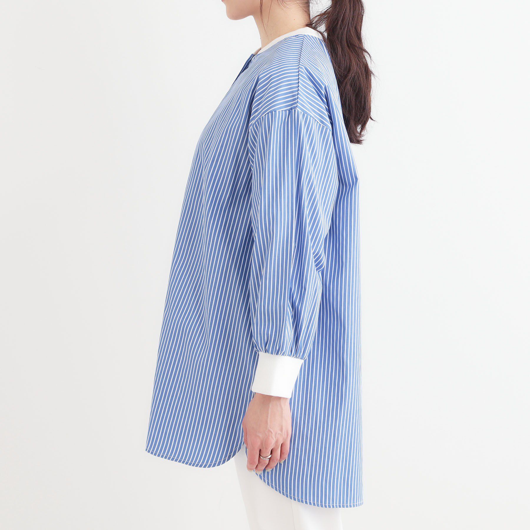 SHOO･LA･RUE「【洗える/S-LL】リブでこなれ感 ゆるっと着られる ロングシャツ」|チュニック|