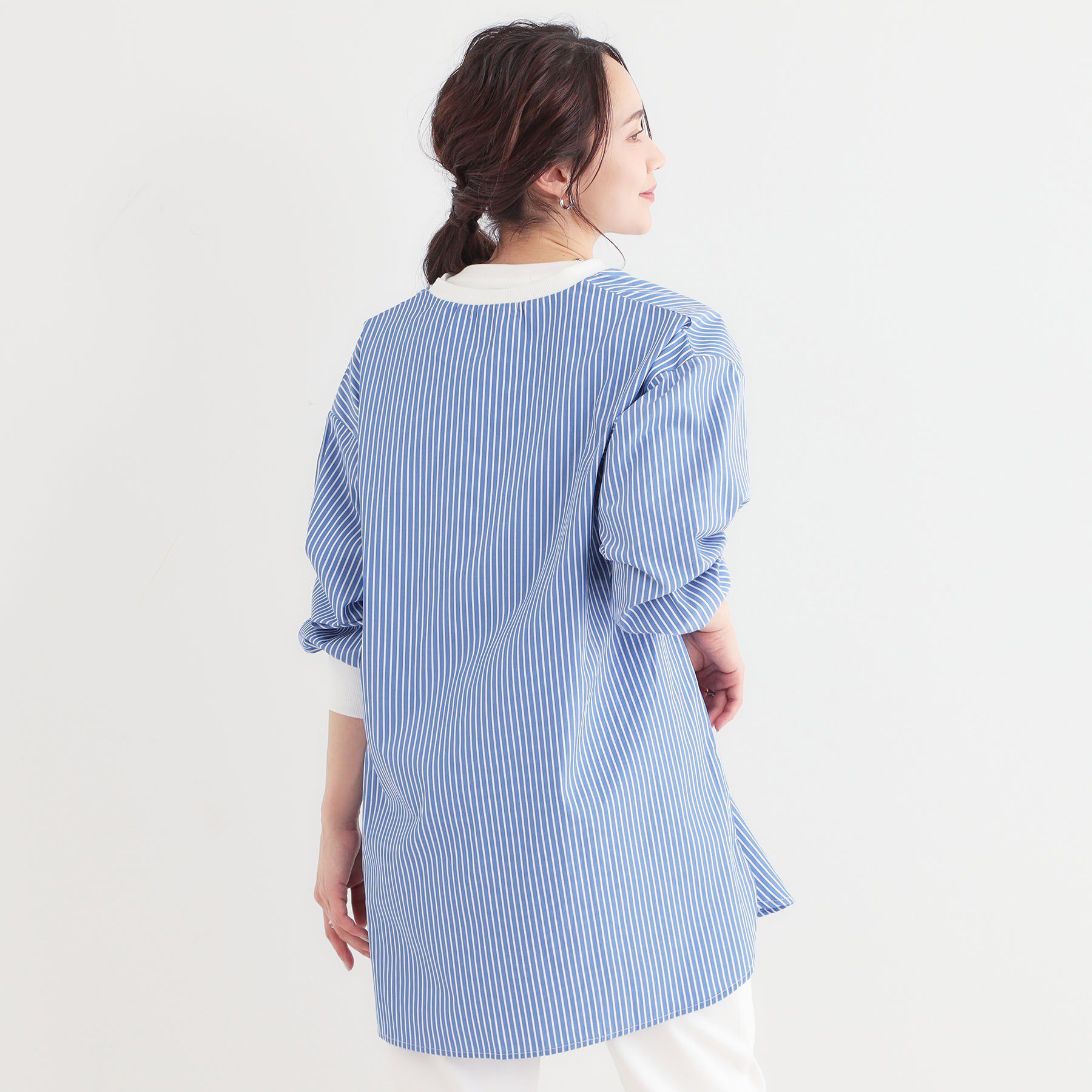 SHOO･LA･RUE「【洗える/S-LL】リブでこなれ感 ゆるっと着られる ロングシャツ」|チュニック|