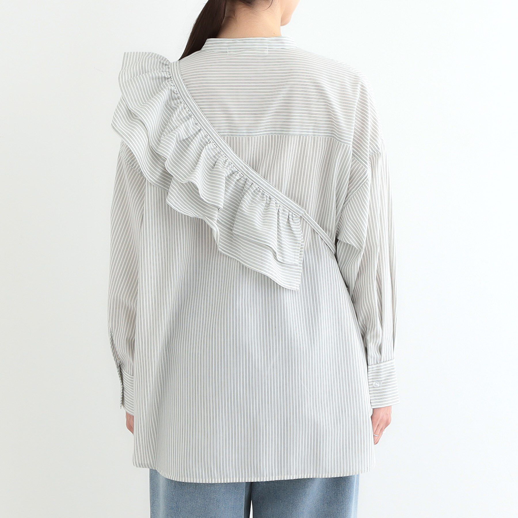 SHOO･LA･RUE「【3WAY】フリルサッシュ付きバンドカラーシャツ」|シャツ・ブラウス|