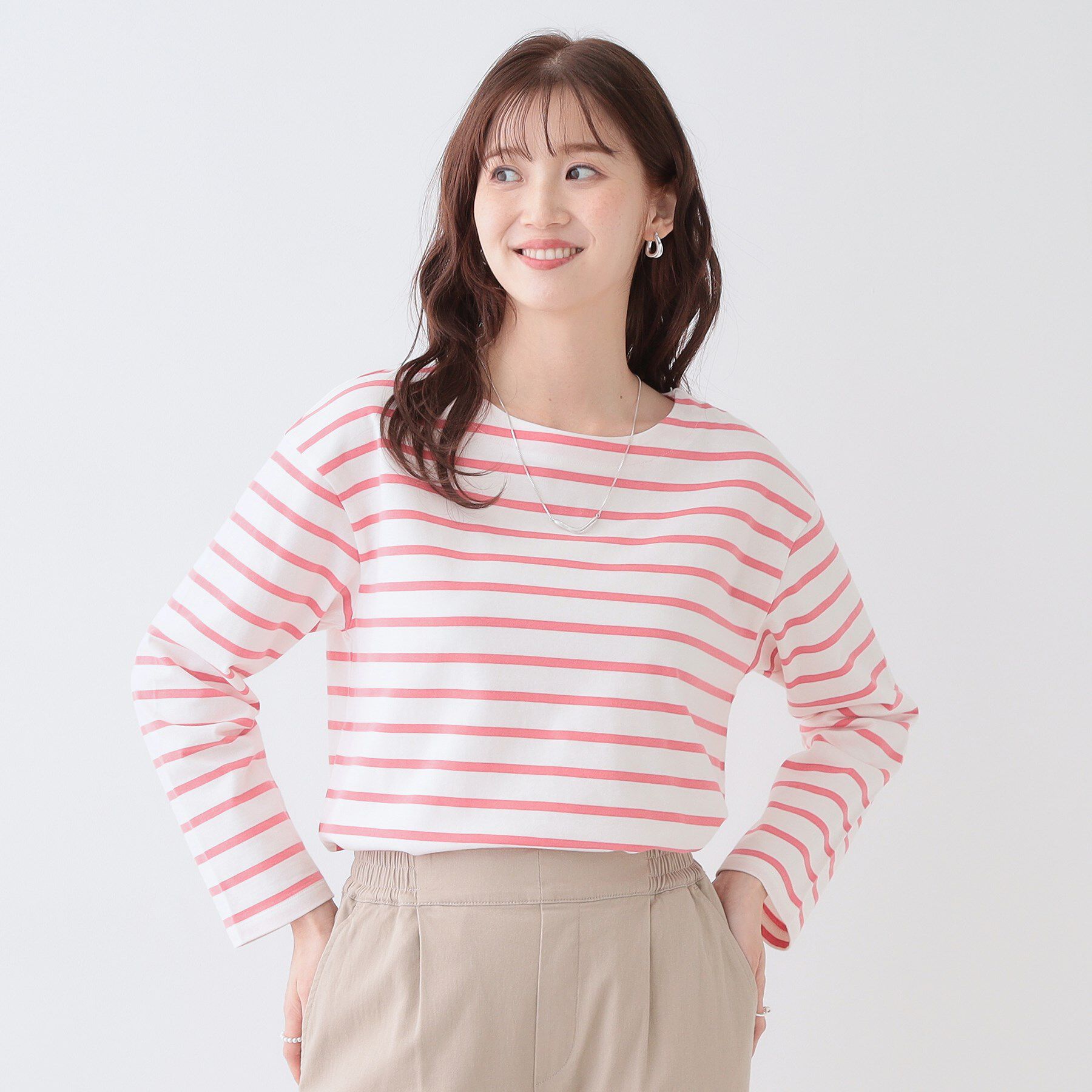 SHOO･LA･RUE「【洗える/S-LL】シンプルだから着回ししやすい コットンアソートロンT」|Tシャツ・カットソー|