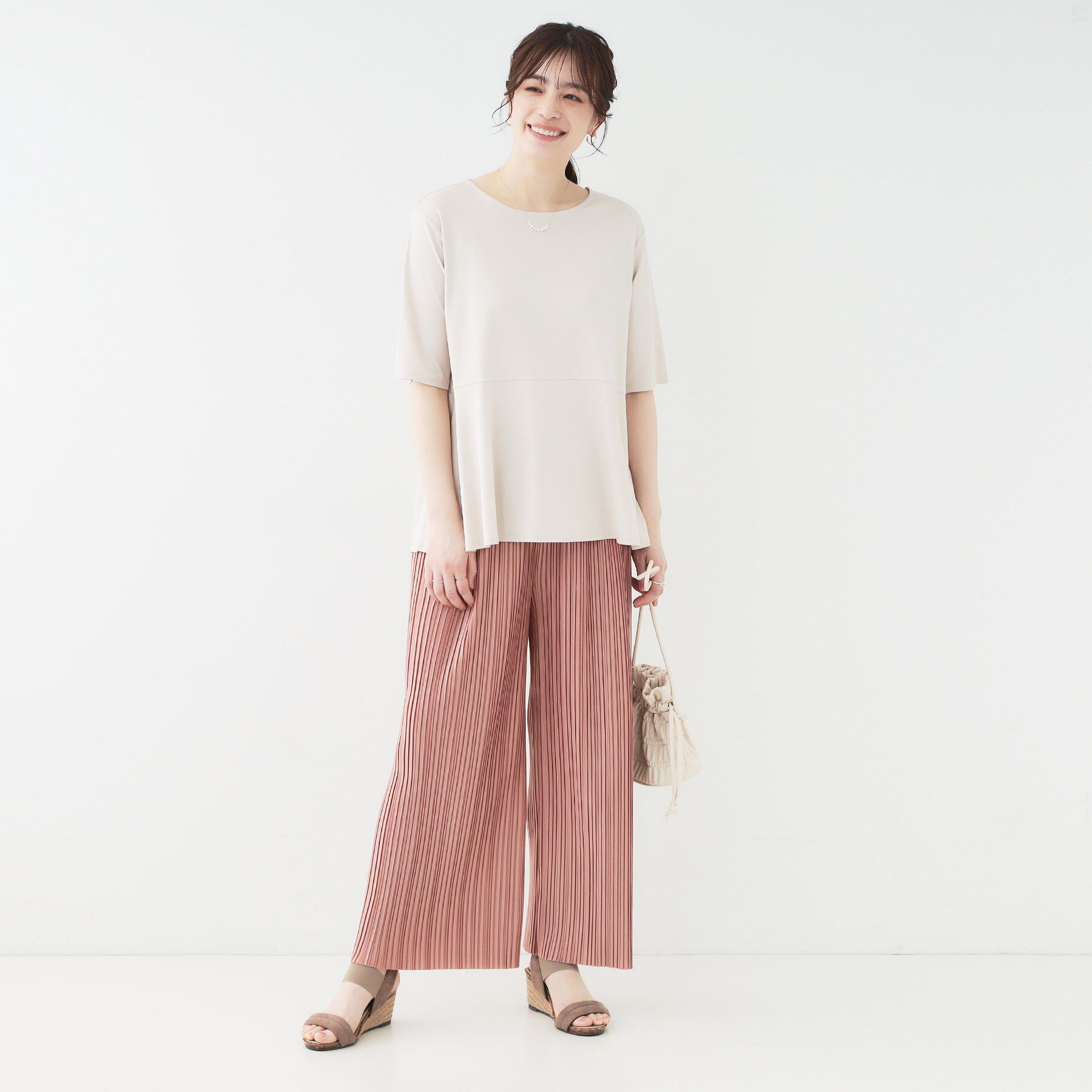 SHOO･LA･RUE「【洗える】楽してほっそり見え カットプリーツパンツ」|その他|