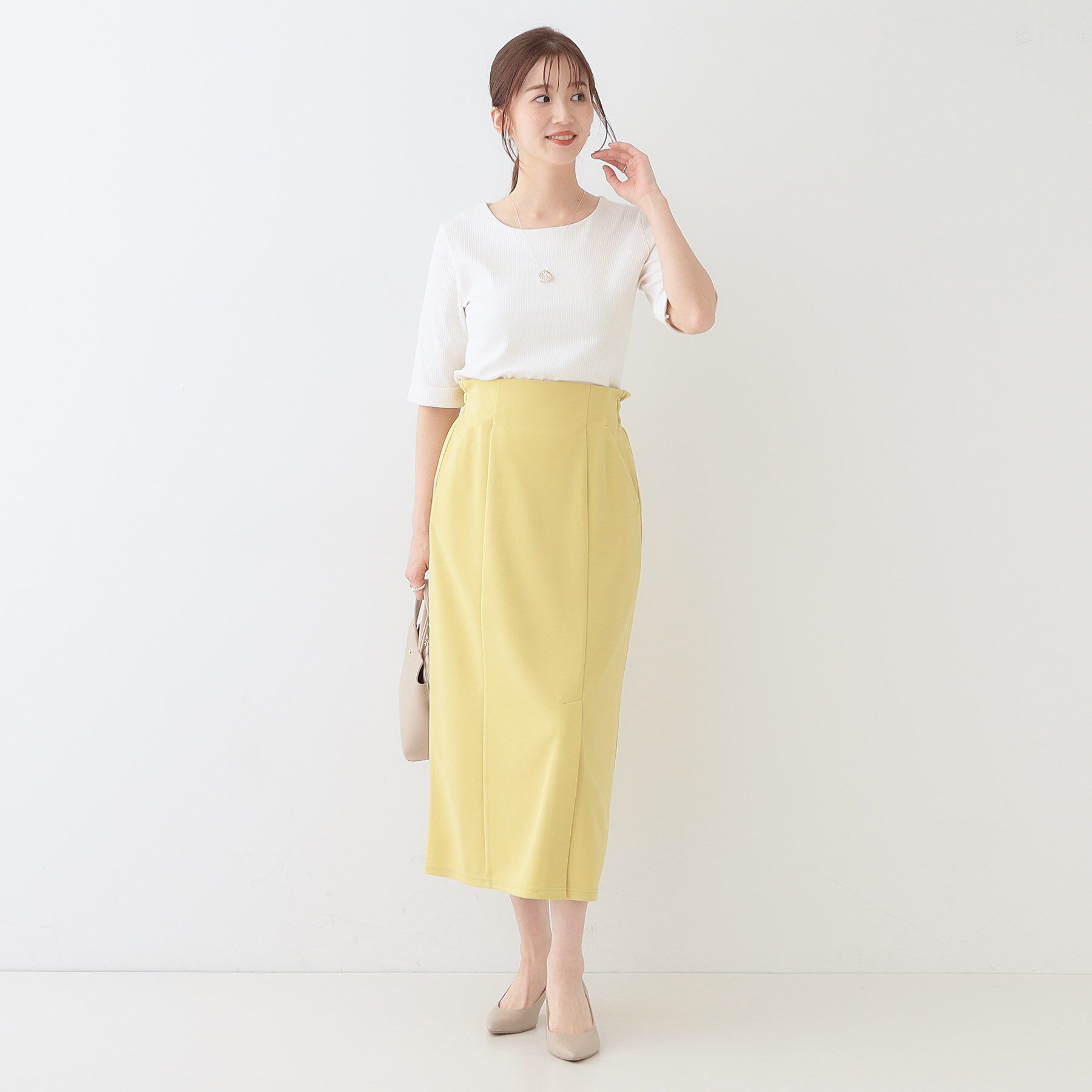 SHOO･LA･RUE「【洗える】洗濯後しわになりにくい カットジョーゼット ナロースカート」|スカート|