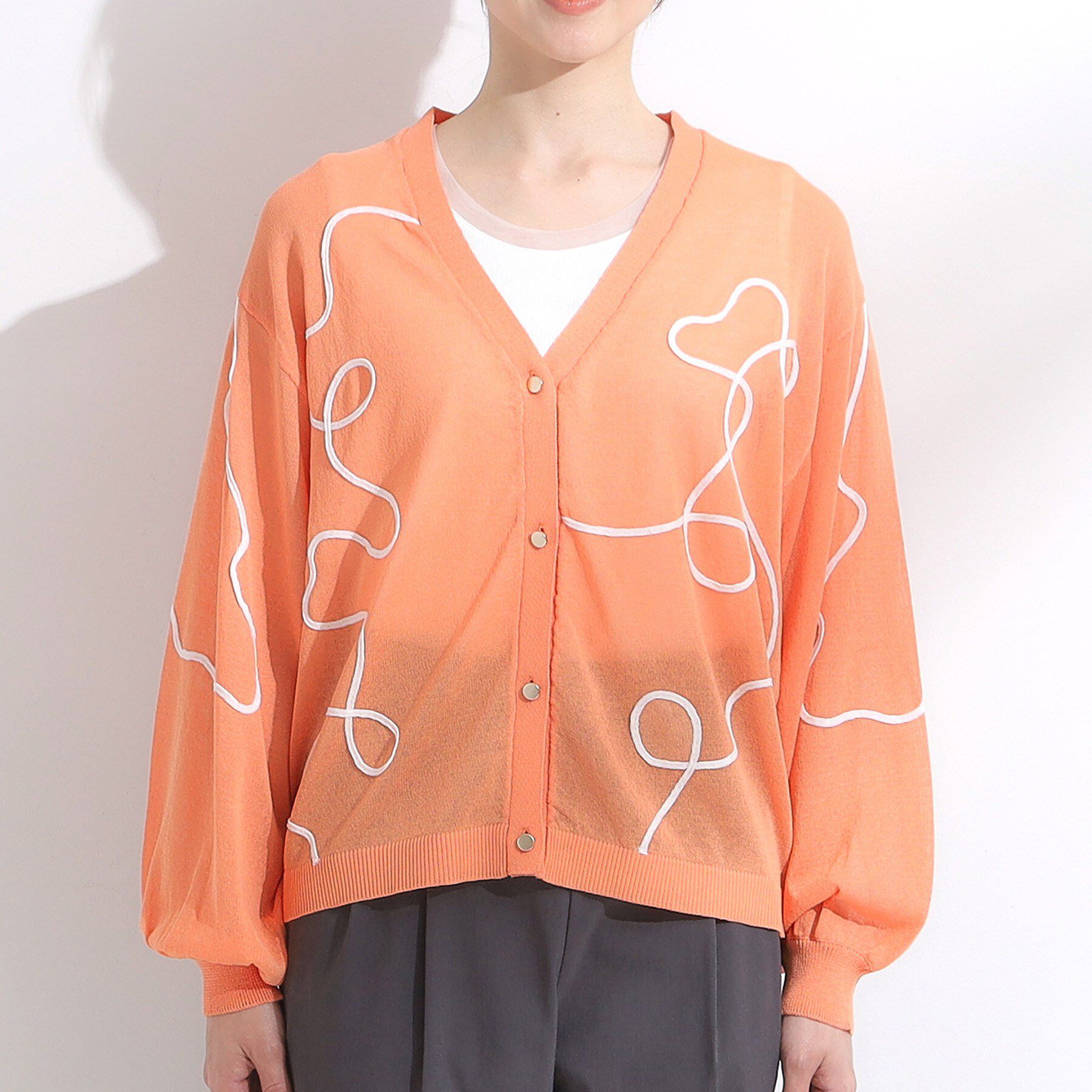 SHOO･LA･RUE「ニュアンスデザインがこなれ見え 刺繍デザイン シアーカーディガン」|カーディガン|