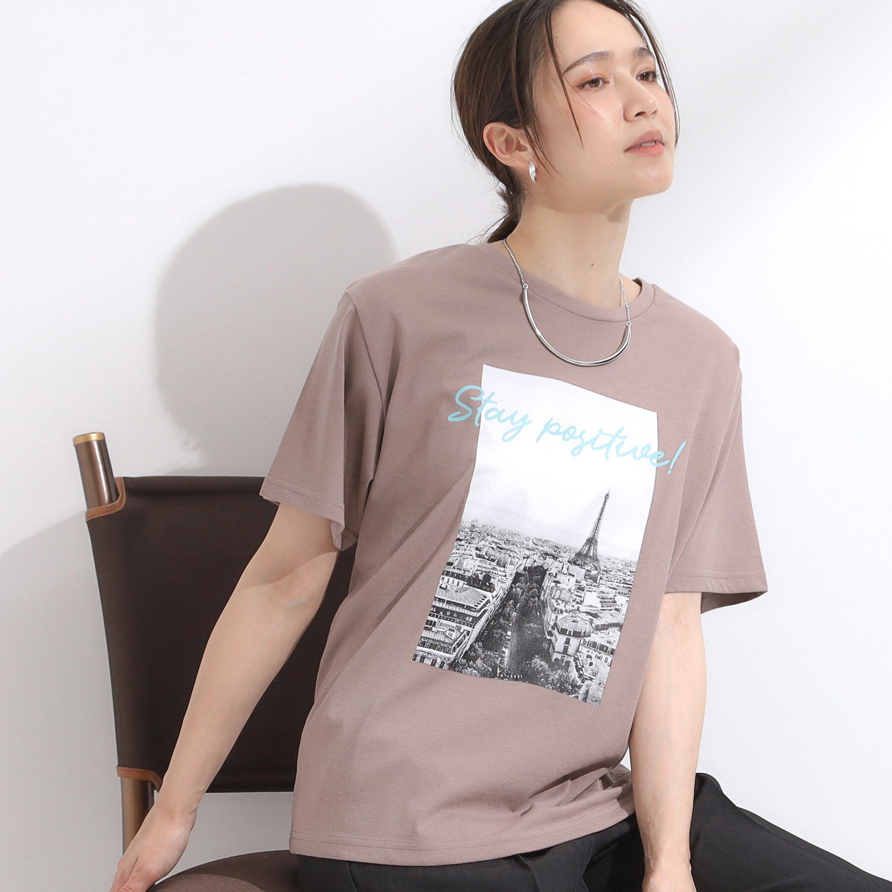 SHOO･LA･RUE「【洗える/S-LL/ひんやり/UV】選べる6柄 プリントTシャツ」|Tシャツ・カットソー|キャメルブラウン(0
