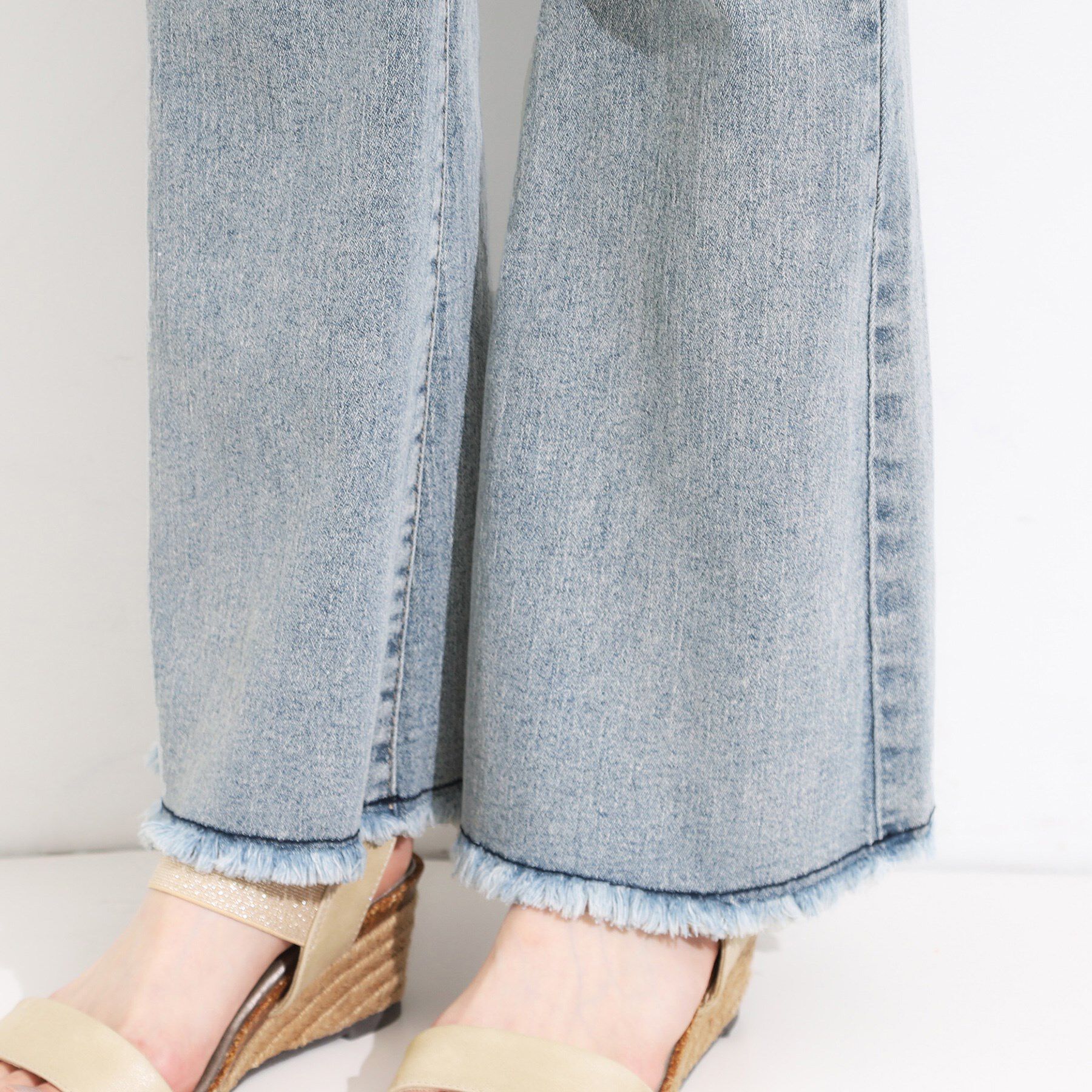 SHOO･LA･RUE「【ひんやり/S-LL】ストレッチフレアデニム」|デニム|