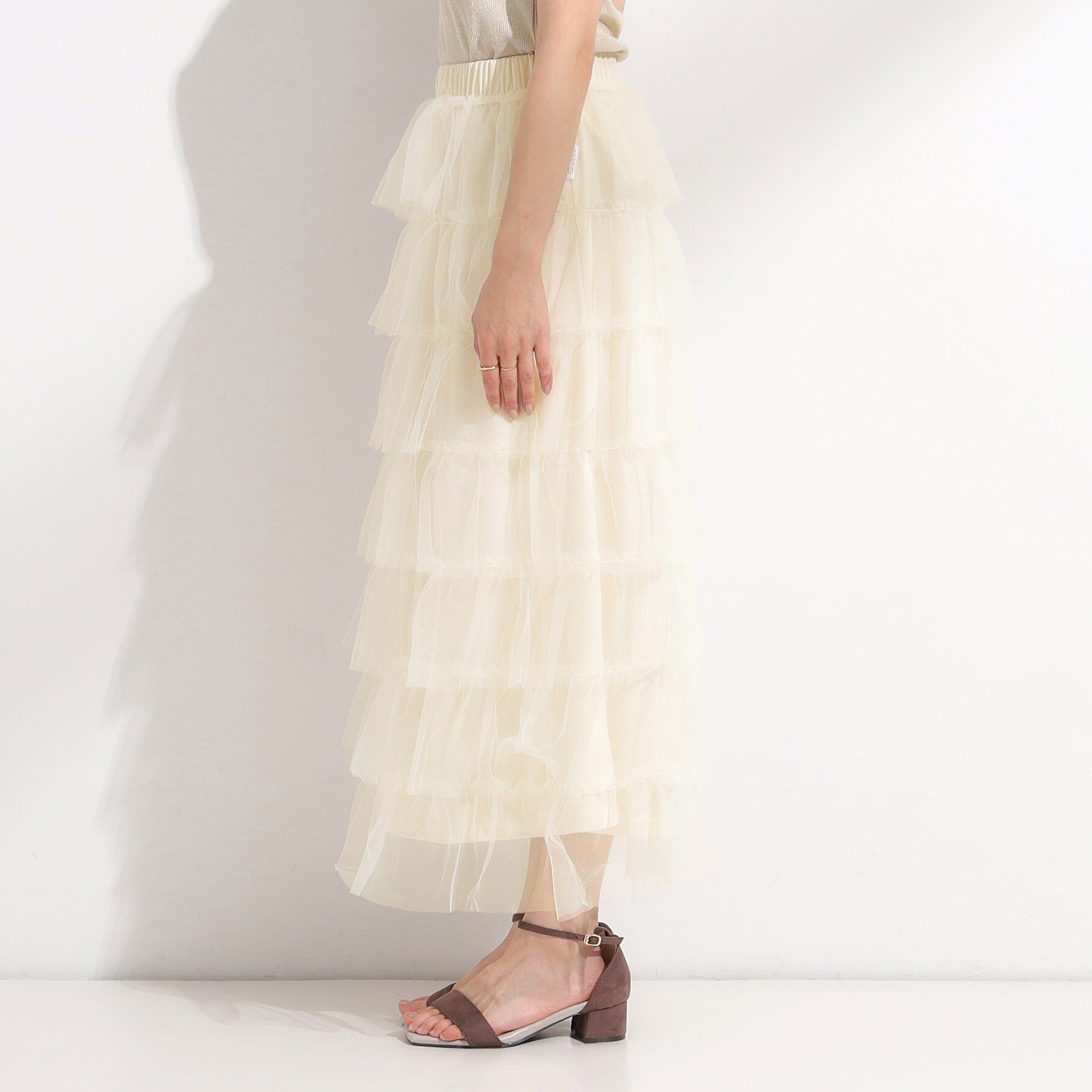 SHOO･LA･RUE「【2点セット/S-LL】コーデの主役になる チュールティアードスカート」|スカート|