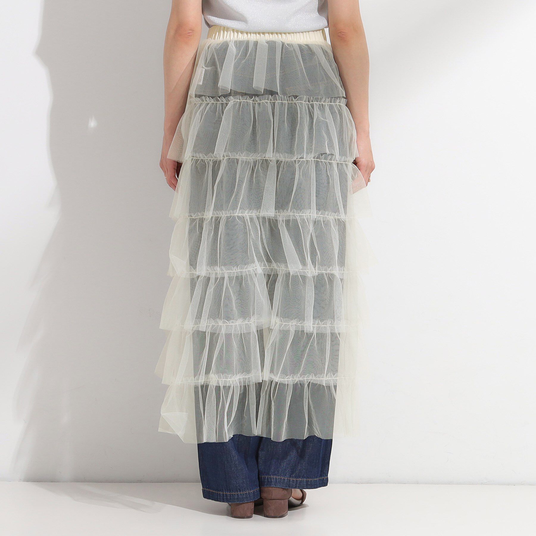 SHOO･LA･RUE「【2点セット/S-LL】コーデの主役になる チュールティアードスカート」|スカート|