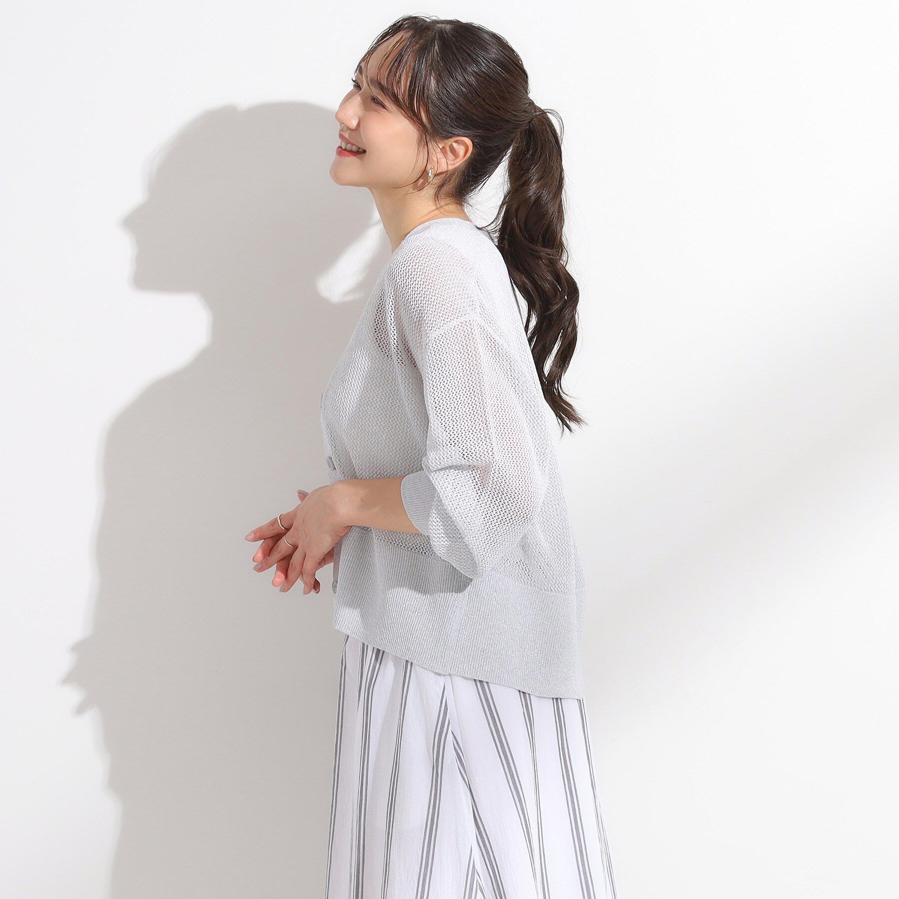 SHOO･LA･RUE「キラッと光るラメとスパンコールが印象的 メッシュカーディガン」|カーディガン|