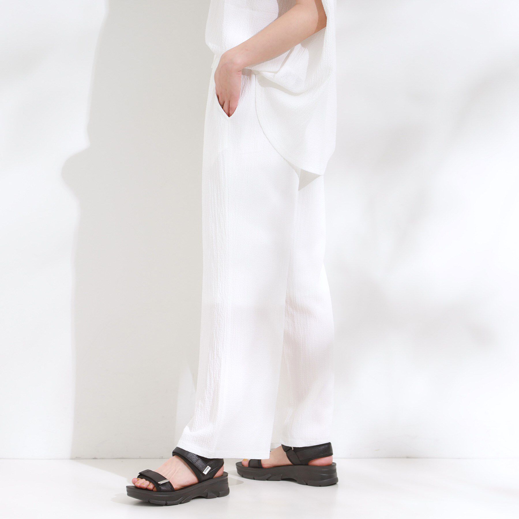 SHOO･LA･RUE「【S-LL/セットアップ可】リラックスカジュアルに ぽこぽこイージーパンツ」|その他|