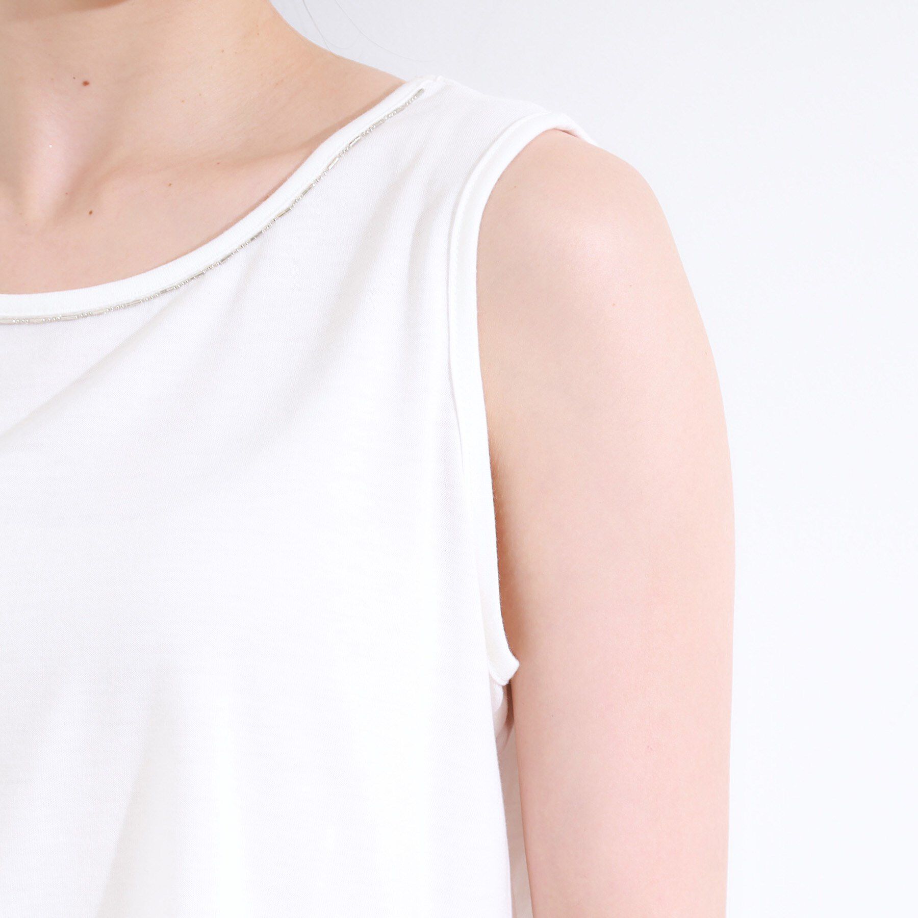 SHOO･LA･RUE「【S-LL/2点セット】着るだけでコーデが決まる 麻調5分袖ブラウス＋タンクトップ」|シャツ・ブラウス|