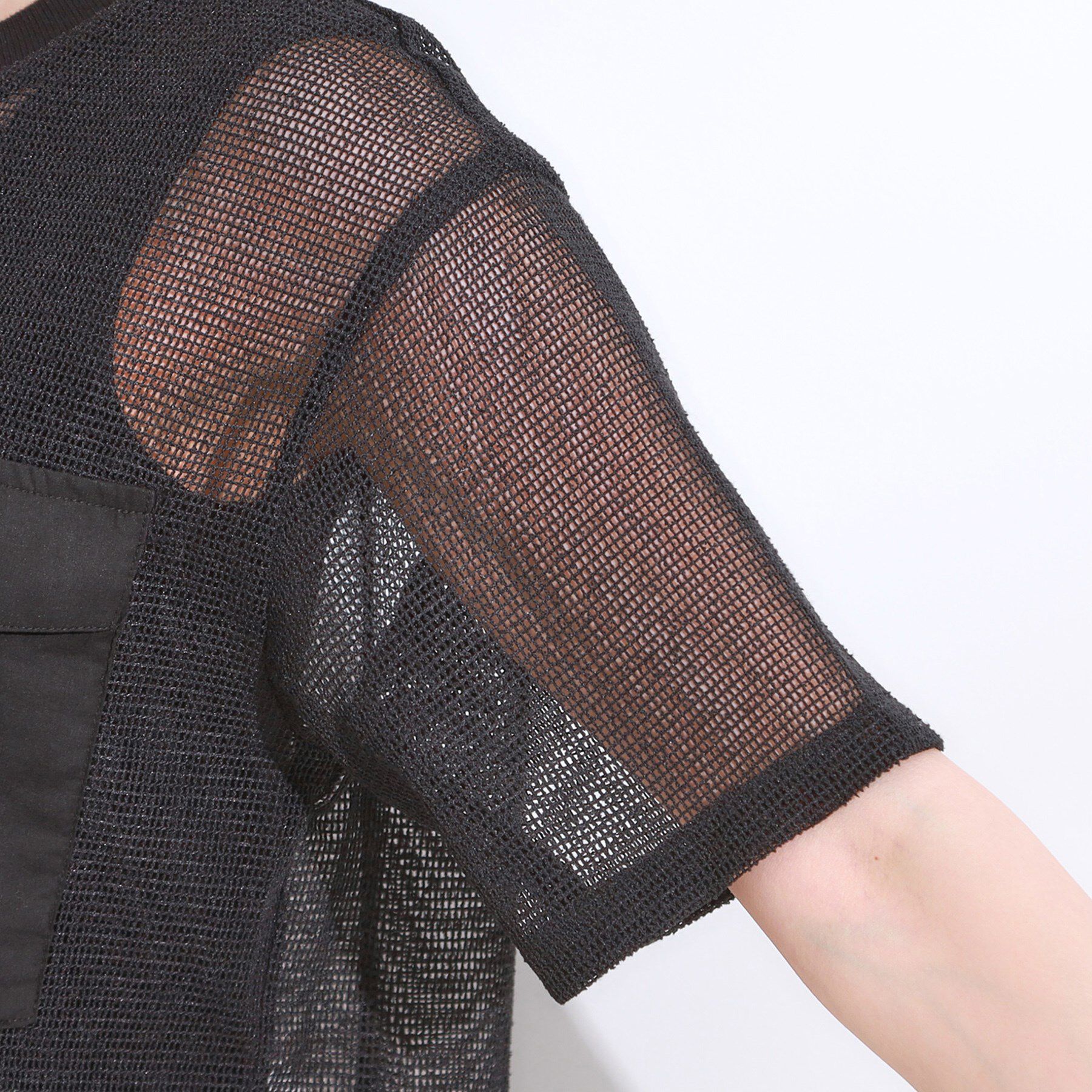 SHOO･LA･RUE「【S-LL】メッシュ素材で大人ヘルシー ポケット付きデザイントップス」|Tシャツ・カットソー|