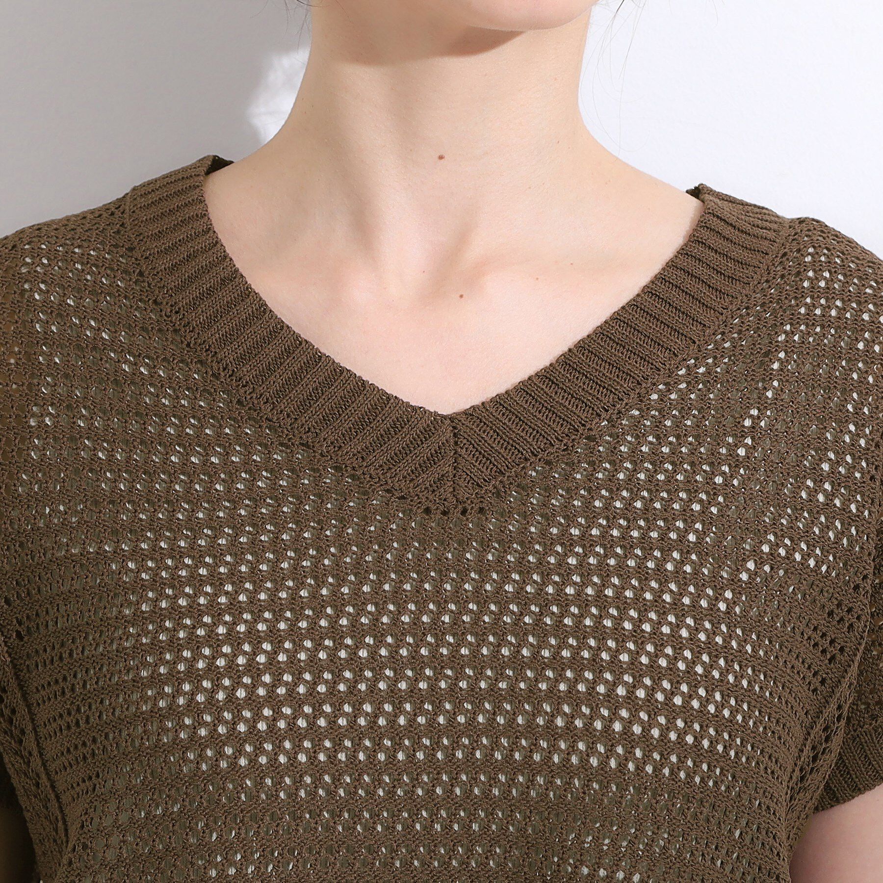 SHOO･LA･RUE「【S-LL】裾フリンジマクラメVネックニット」|ニット・セーター|