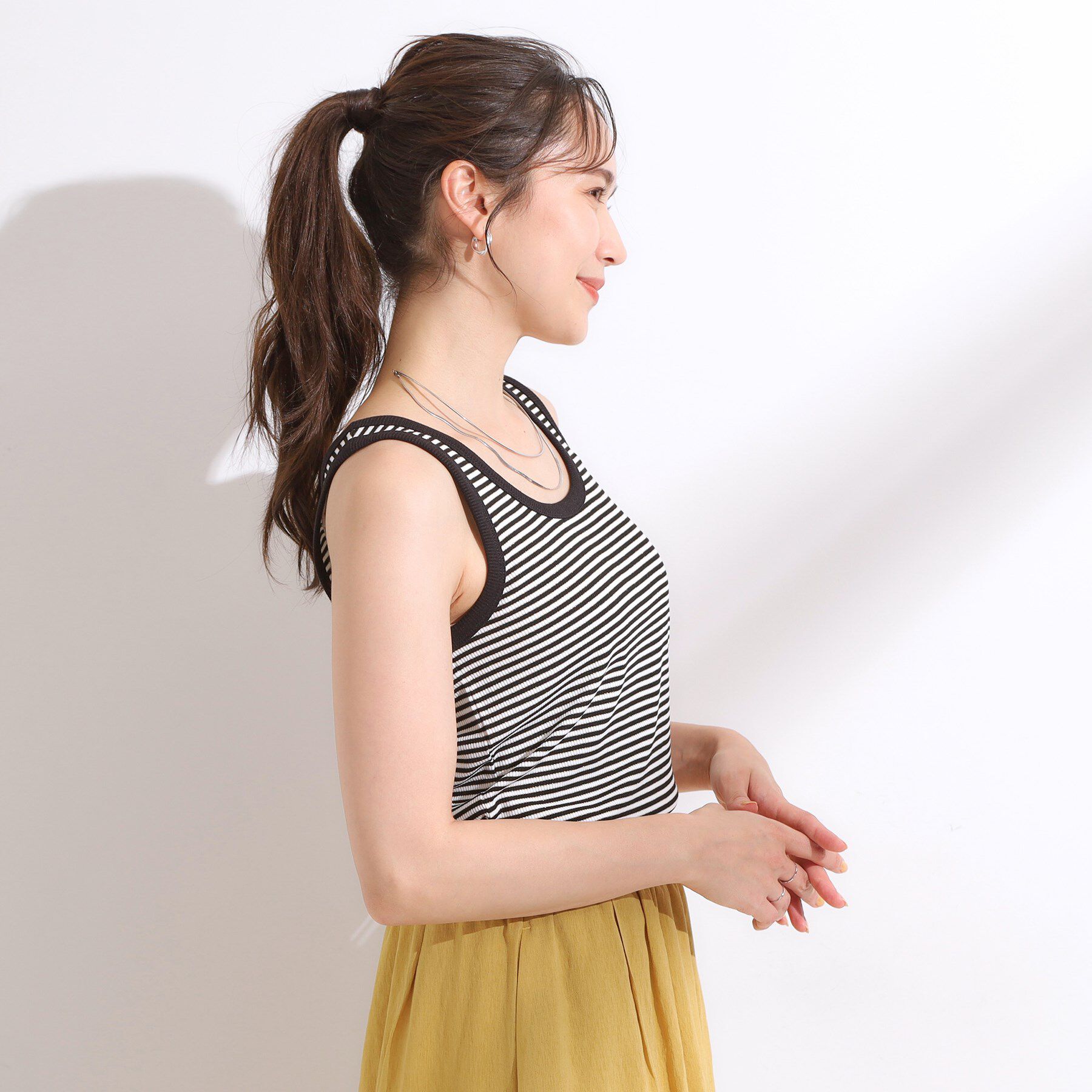 SHOO･LA･RUE「【洗える/S-LL】首元きれい テレコリブタンクトップ」|キャミソール|