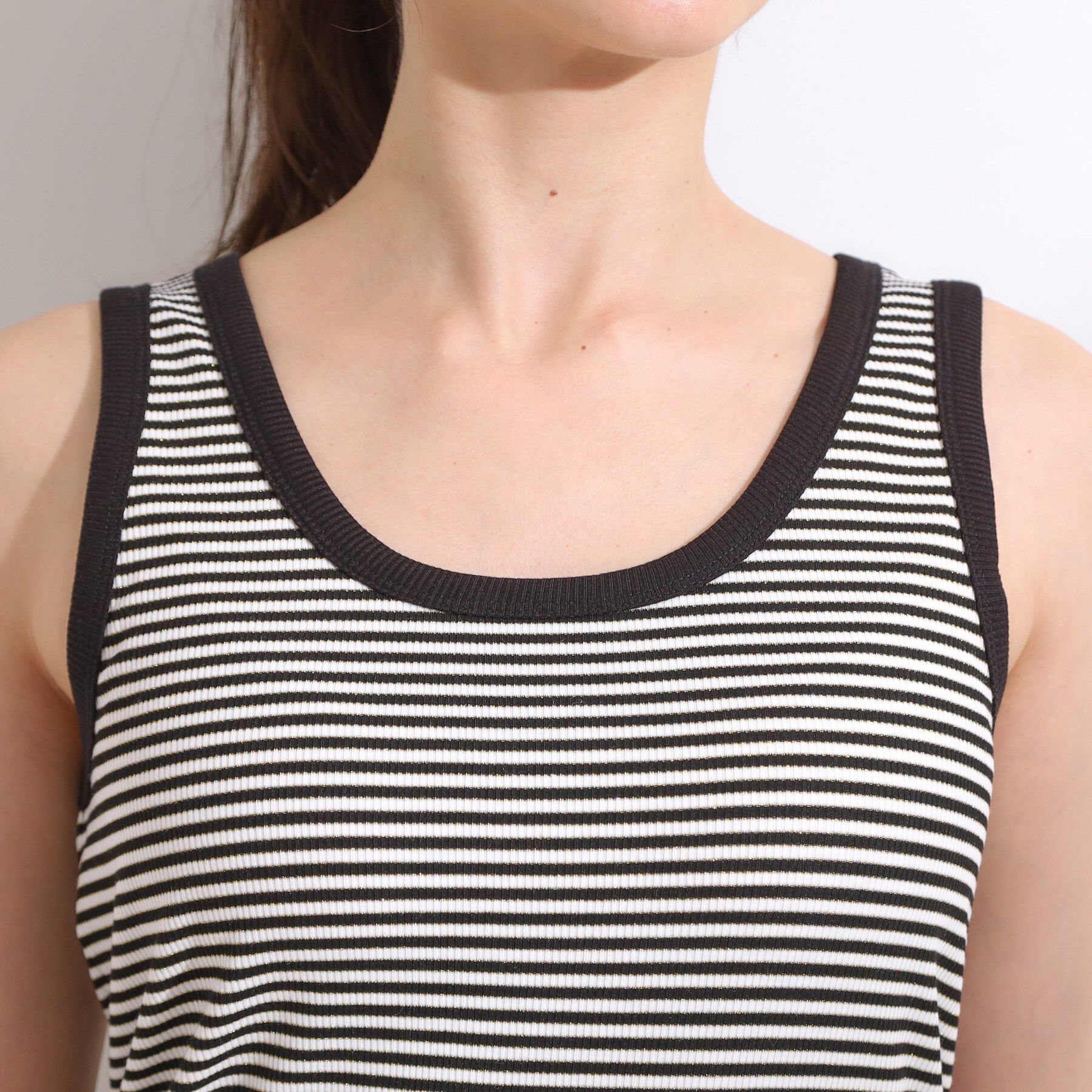 SHOO･LA･RUE「【洗える/S-LL】首元きれい テレコリブタンクトップ」|キャミソール|