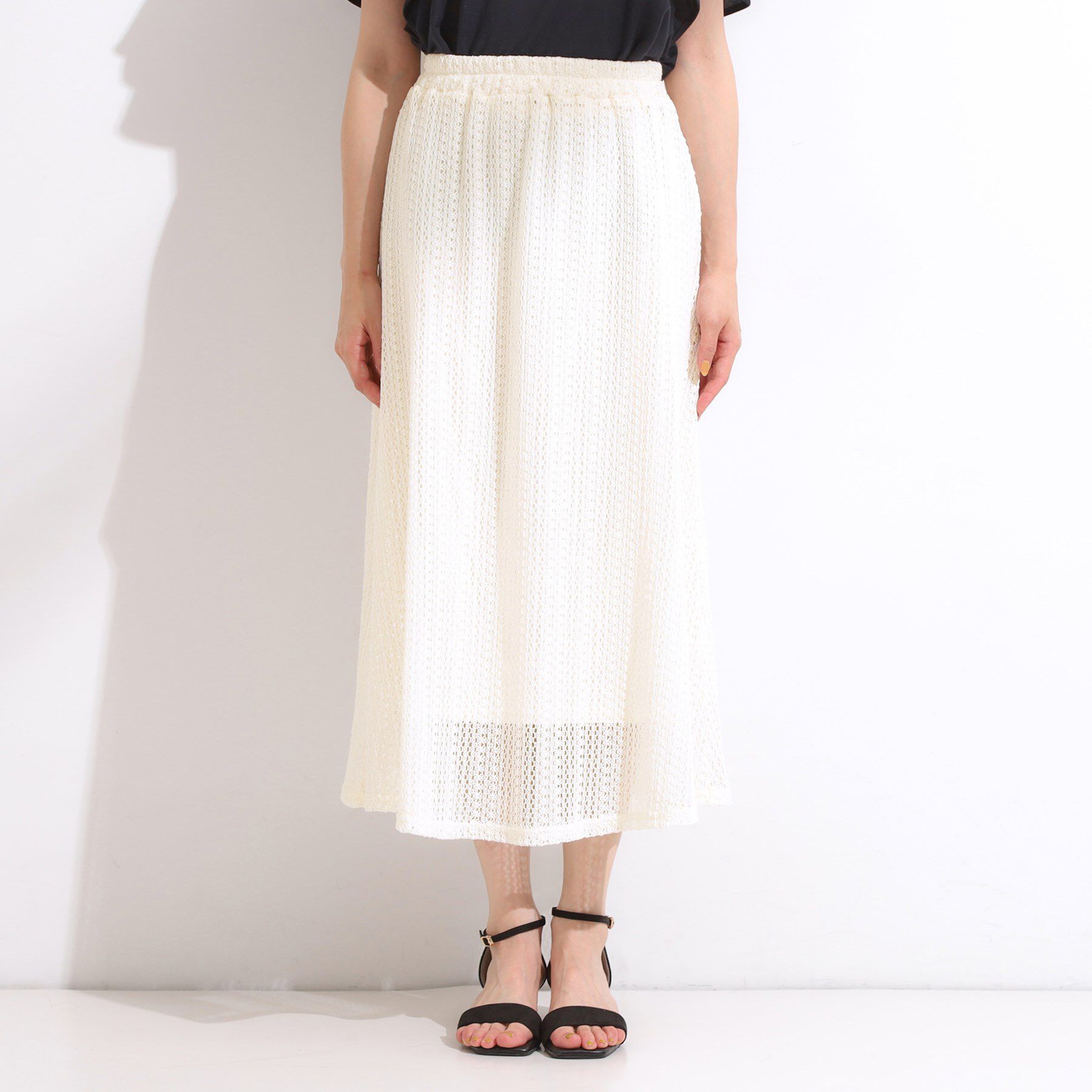 SHOO･LA･RUE「【2WAY】裏地を外してレイヤードにも! レース調スカート」|スカート|