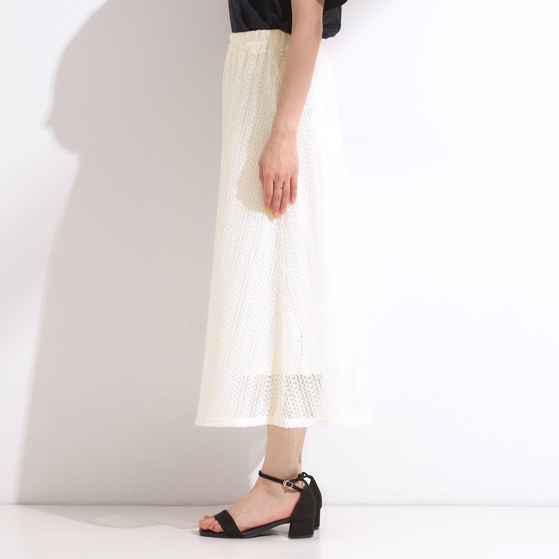 SHOO･LA･RUE「【2WAY】裏地を外してレイヤードにも! レース調スカート」|スカート|