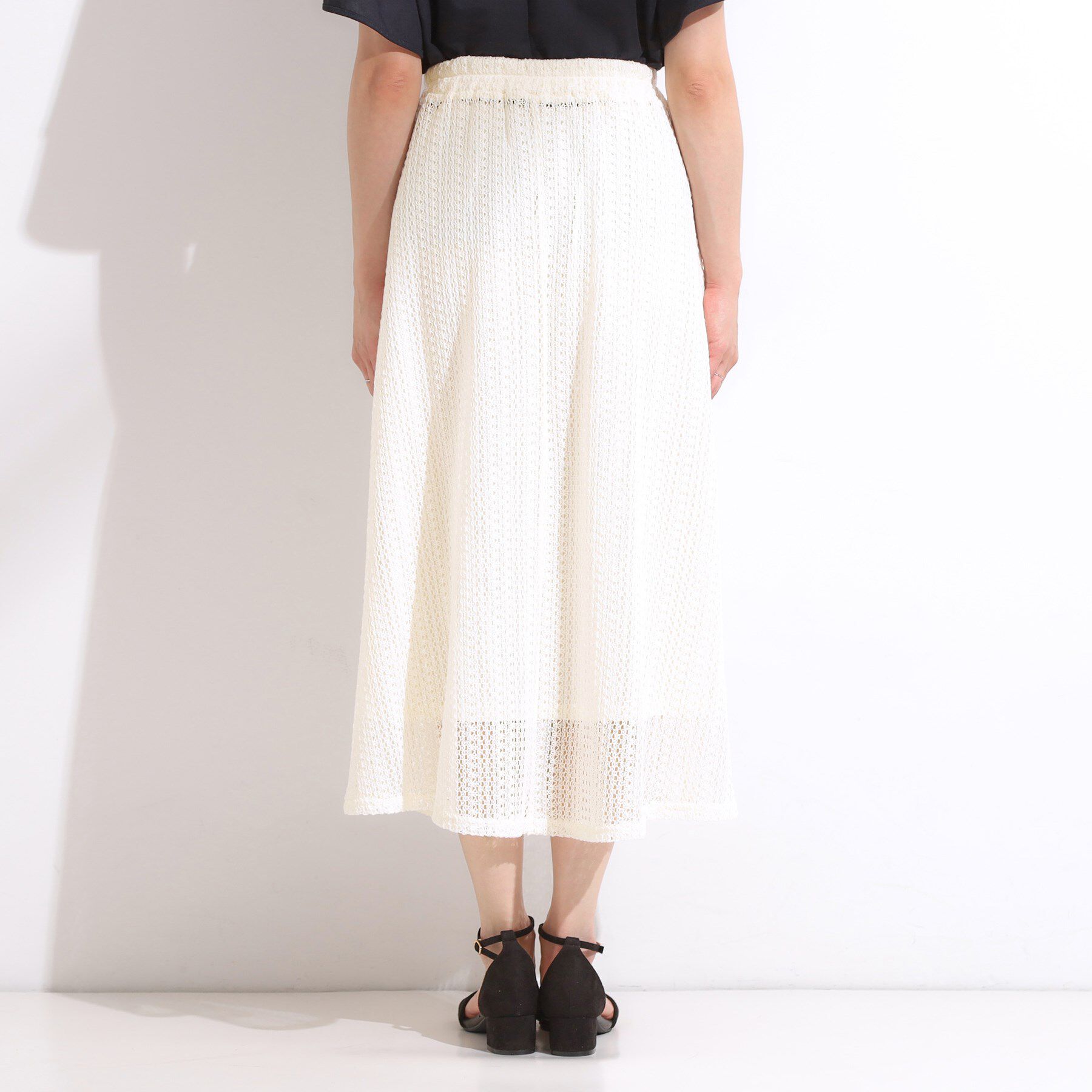 SHOO･LA･RUE「【2WAY】裏地を外してレイヤードにも! レース調スカート」|スカート|