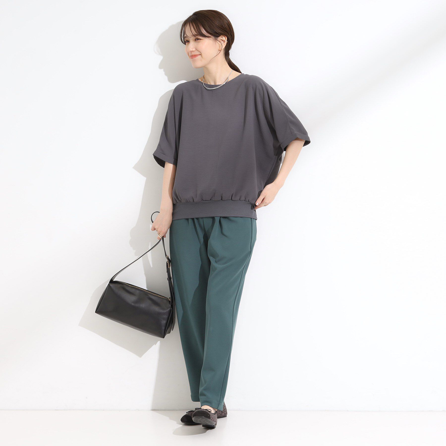 SHOO･LA･RUE「【洗濯後しわになりにくい】さらっとタッチの 5分袖ドルマンブラウス」|シャツ・ブラウス|