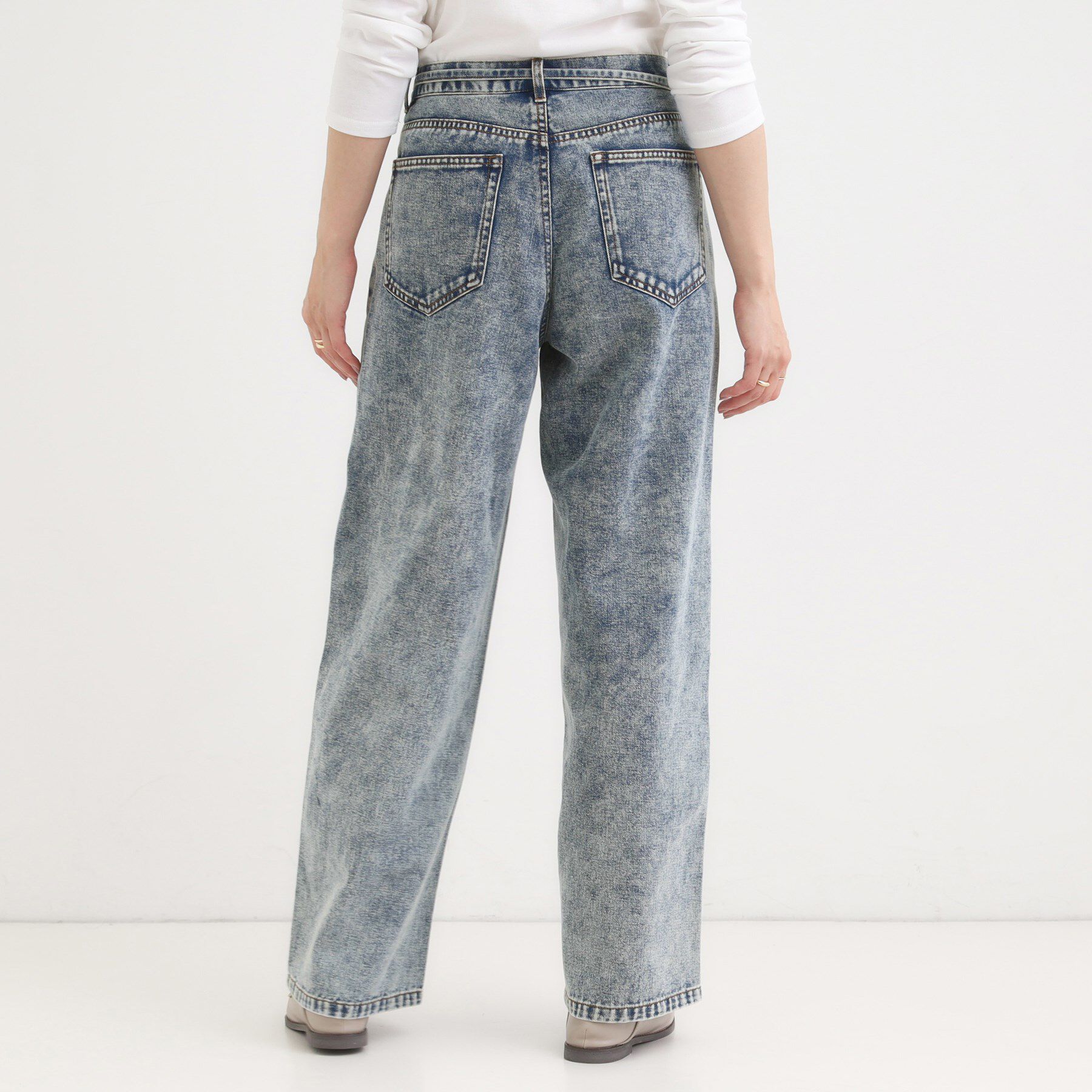 SHOO･LA･RUE「【S-LL】こなれ見え リボン付き アソートデニムワイドパンツ」|デニム|