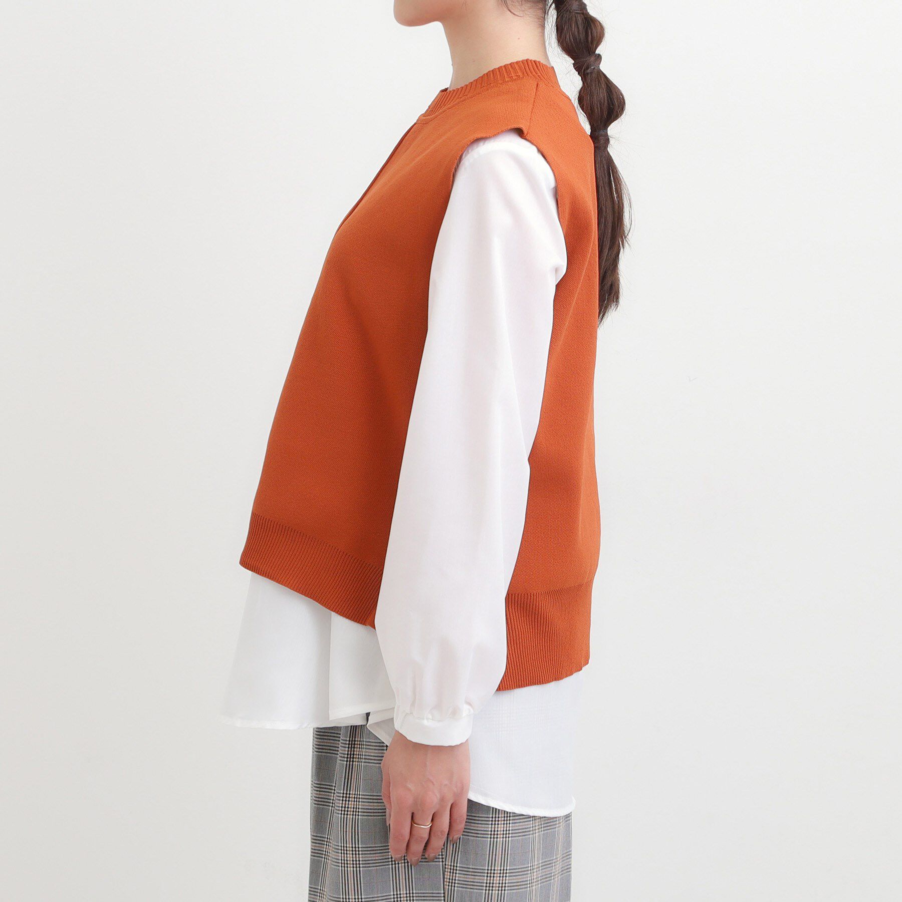 SHOO･LA･RUE「【S-LL/2点セット】着回し自在 ニットベスト＋フレアブラウス」|ニット・セーター|