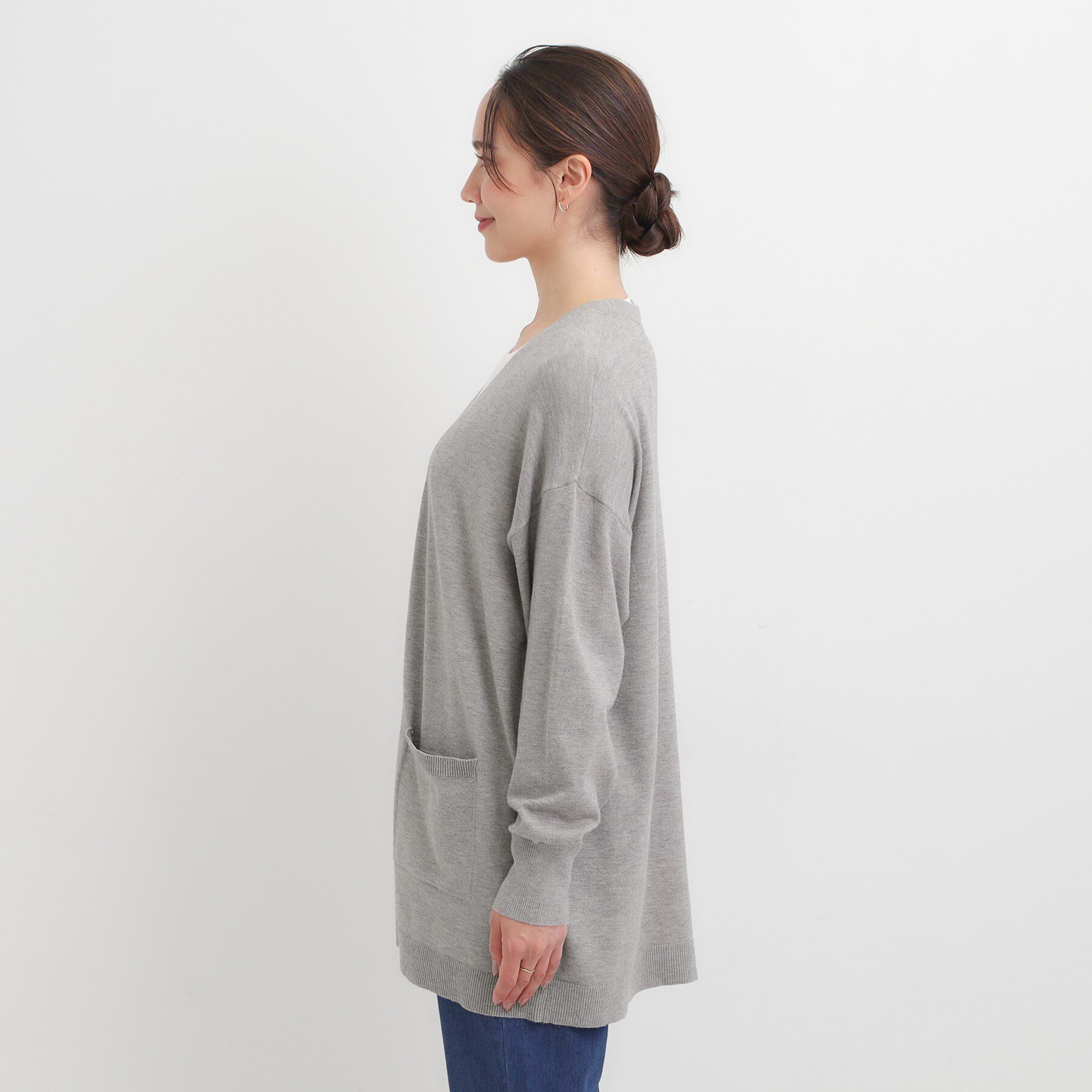 SHOO･LA･RUE「【洗える/体型カバー】もちもちタッチが心地よい トッパーカーディガン」|カーディガン|