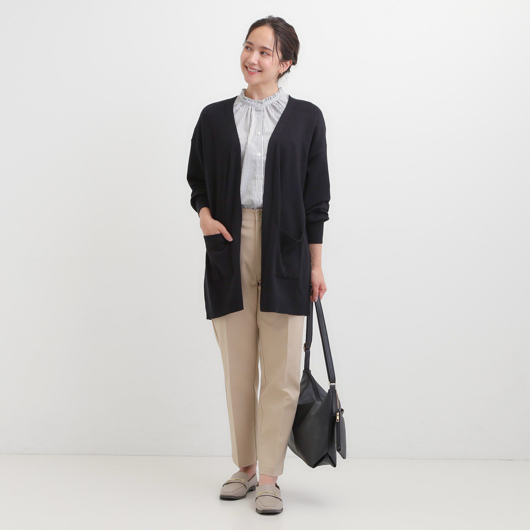 SHOO･LA･RUE「【洗える/体型カバー】もちもちタッチが心地よい トッパーカーディガン」|カーディガン|