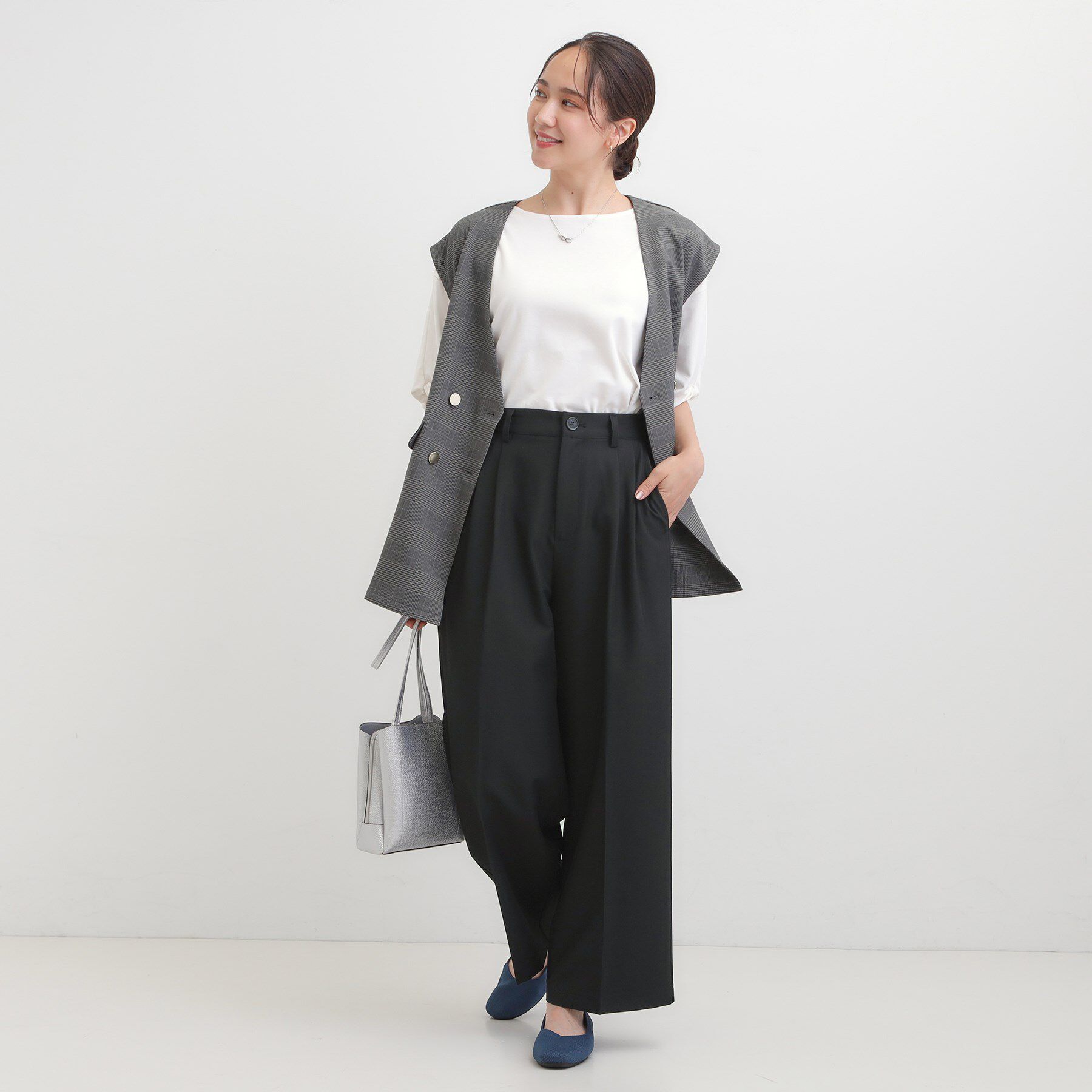 SHOO･LA･RUE「【洗濯機可/S-LL】すっきり上品きれい見え タックワイドパンツ」|その他|