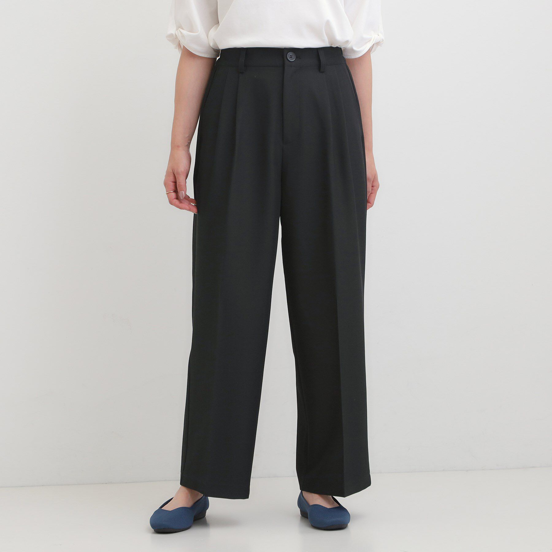 SHOO･LA･RUE「【洗濯機可/S-LL】すっきり上品きれい見え タックワイドパンツ」|その他|