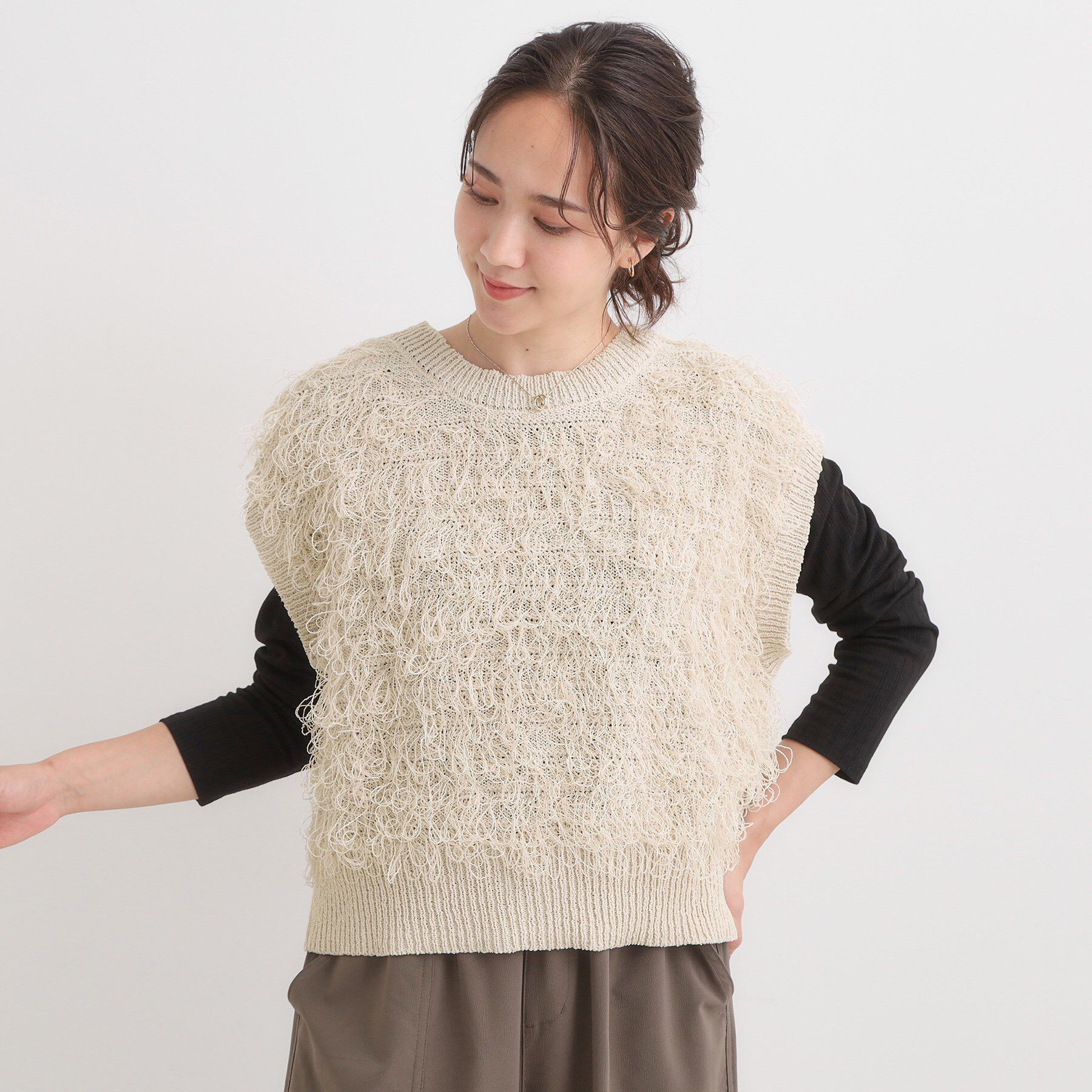 SHOO･LA･RUE「【前後2WAY】着るだけで着映える ループヤーンベスト」|ベスト・ジレ|