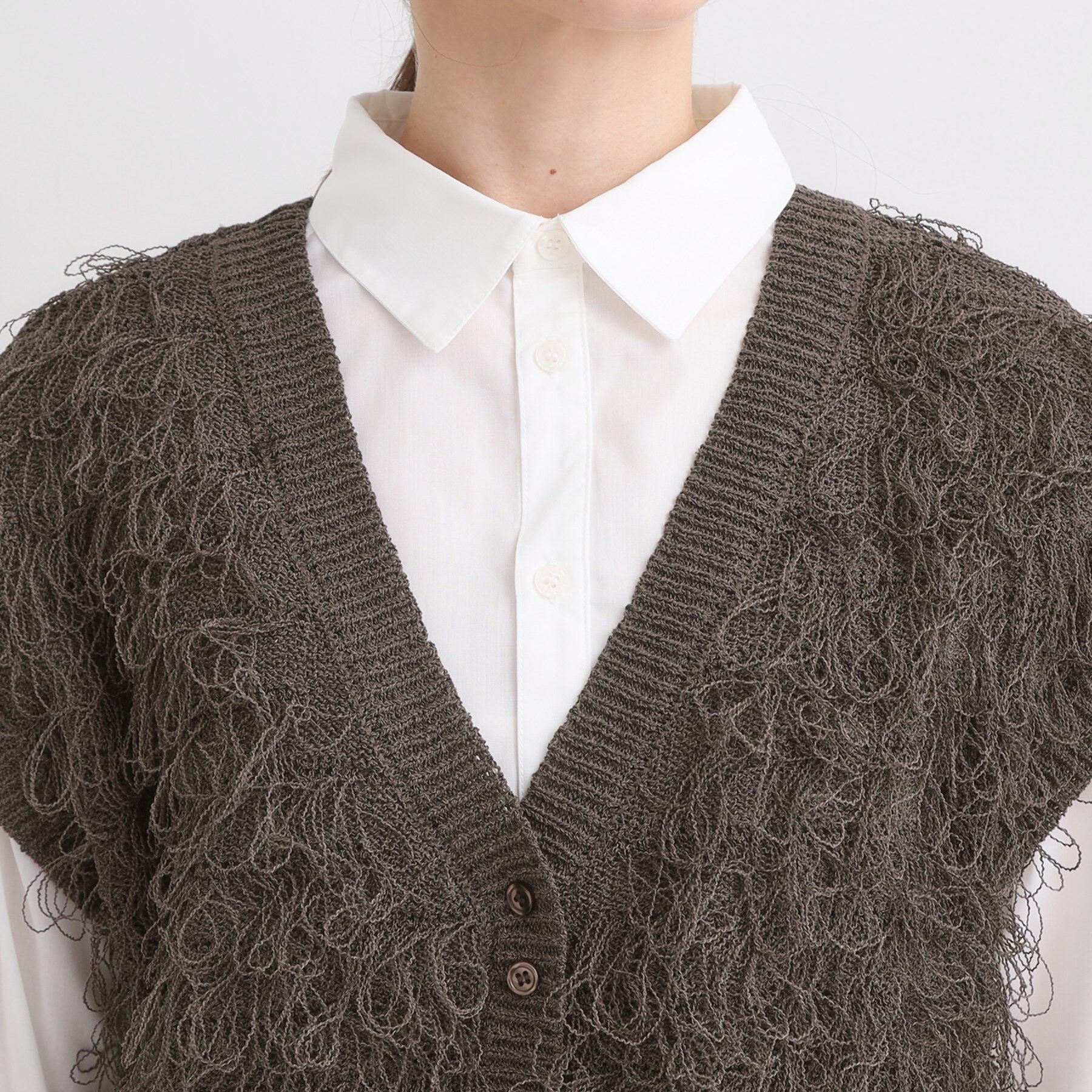 SHOO･LA･RUE「【前後2WAY】着るだけで着映える ループヤーンベスト」|ベスト・ジレ|