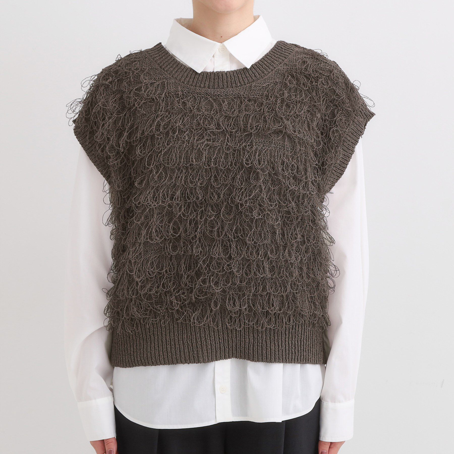 SHOO･LA･RUE「【前後2WAY】着るだけで着映える ループヤーンベスト」|ベスト・ジレ|