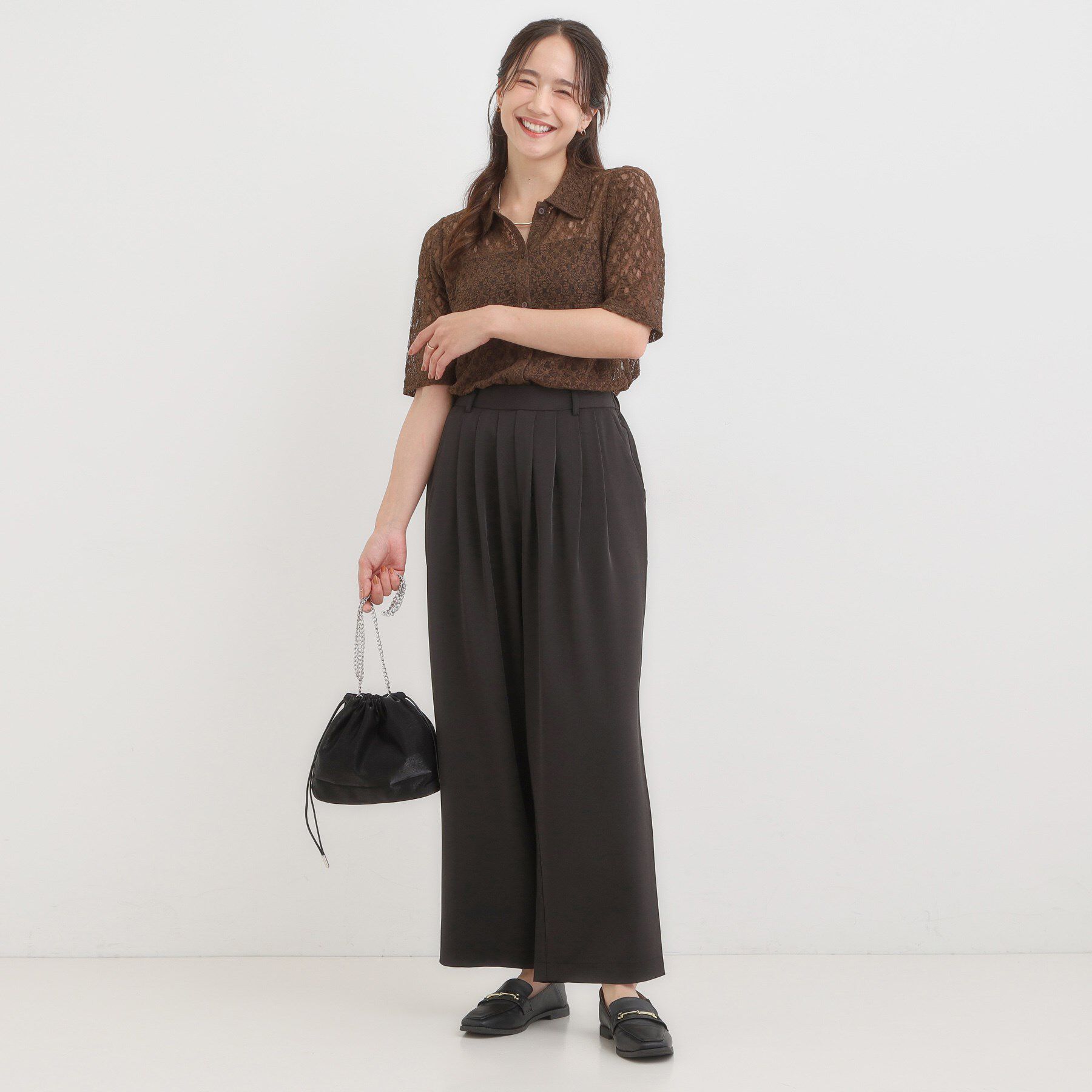 SHOO･LA･RUE「【S-LL】腰まわりや太ももを自然にカバー タックワイドパンツ」|その他|