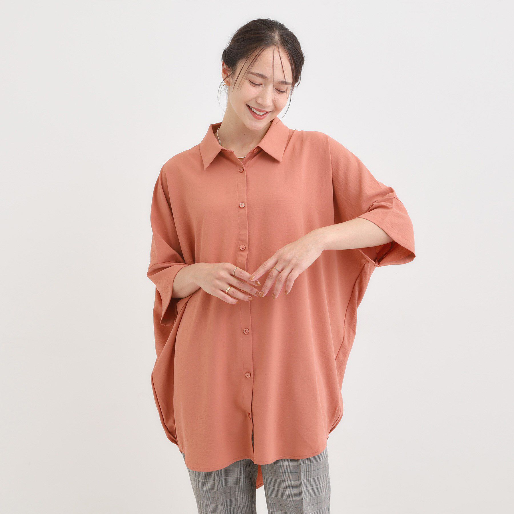 SHOO･LA･RUE「【S-LL/ひんやり】肌離れよくサラサラタッチが癖になる バックギャザーチュニック」|チュニック|