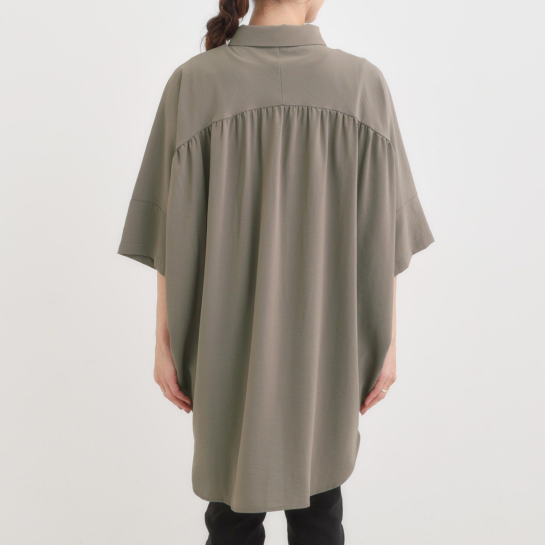 SHOO･LA･RUE「【S-LL/ひんやり】肌離れよくサラサラタッチが癖になる バックギャザーチュニック」|チュニック|