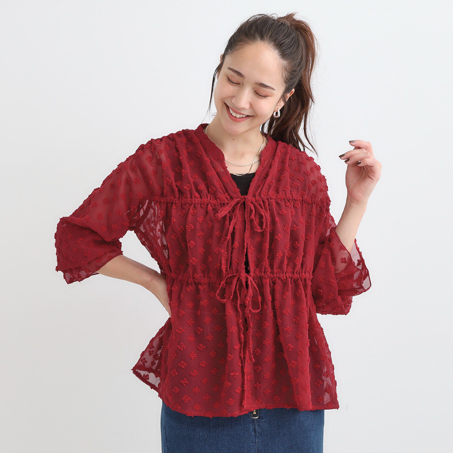 SHOO･LA･RUE「華やかにさをプラスする シアードビー シャーリングブラウス」|シャツ・ブラウス|