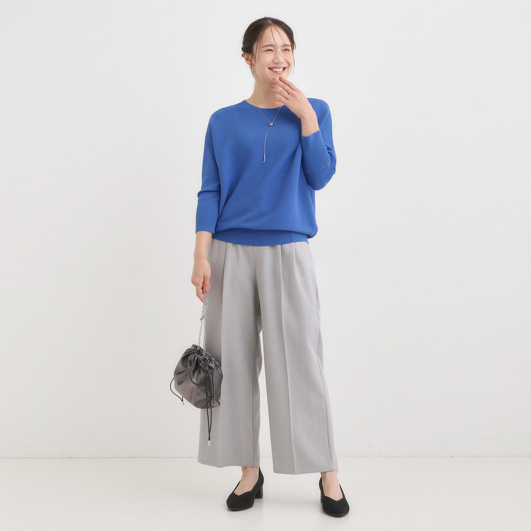 SHOO･LA･RUE「【洗える/毛玉になりにくい/UV】 ガータードルマン 7分袖ニット」|ニット・セーター|