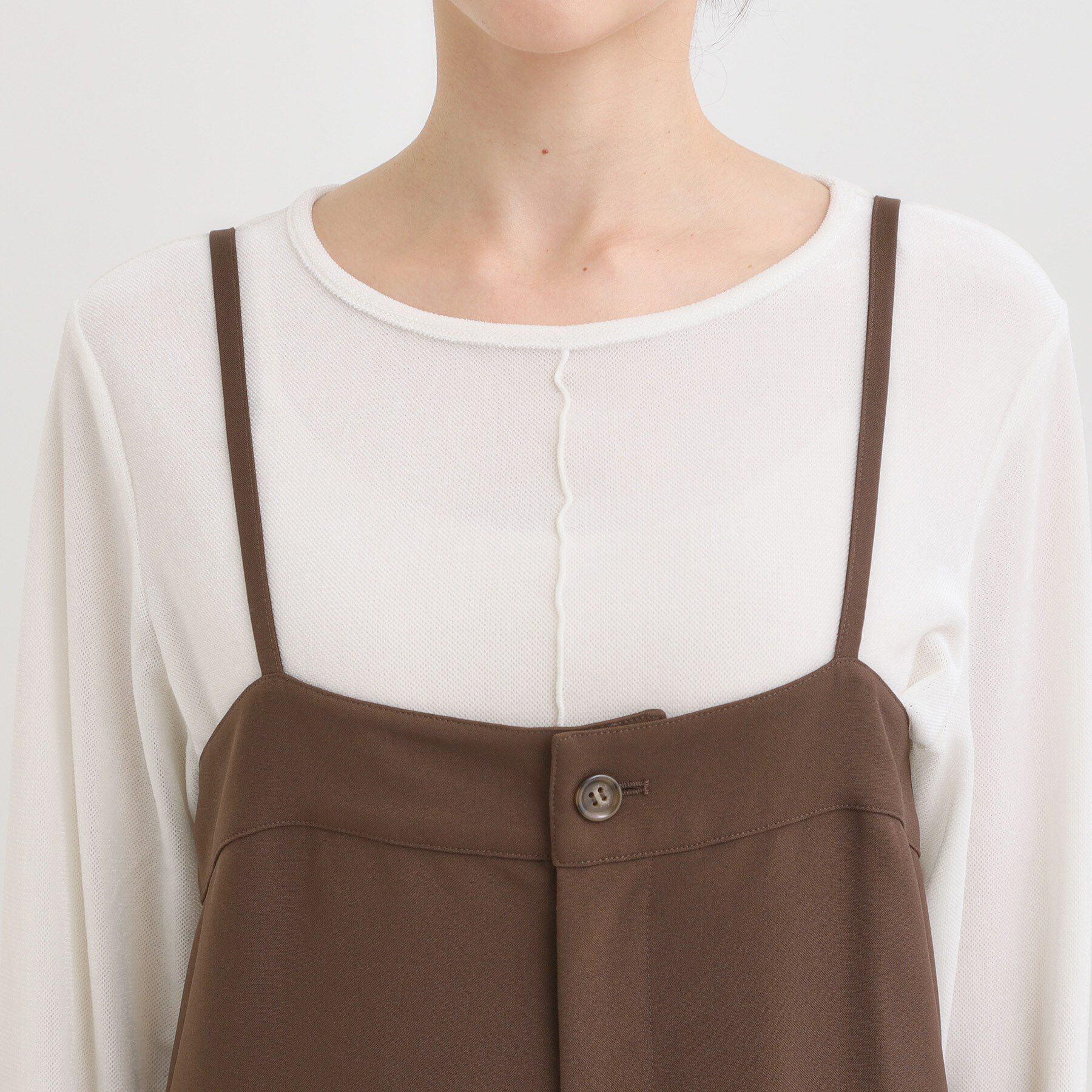 SHOO･LA･RUE「【S-LL】大人カジュアルに ベアトップ風 キャミサロペット」|オールインワン|