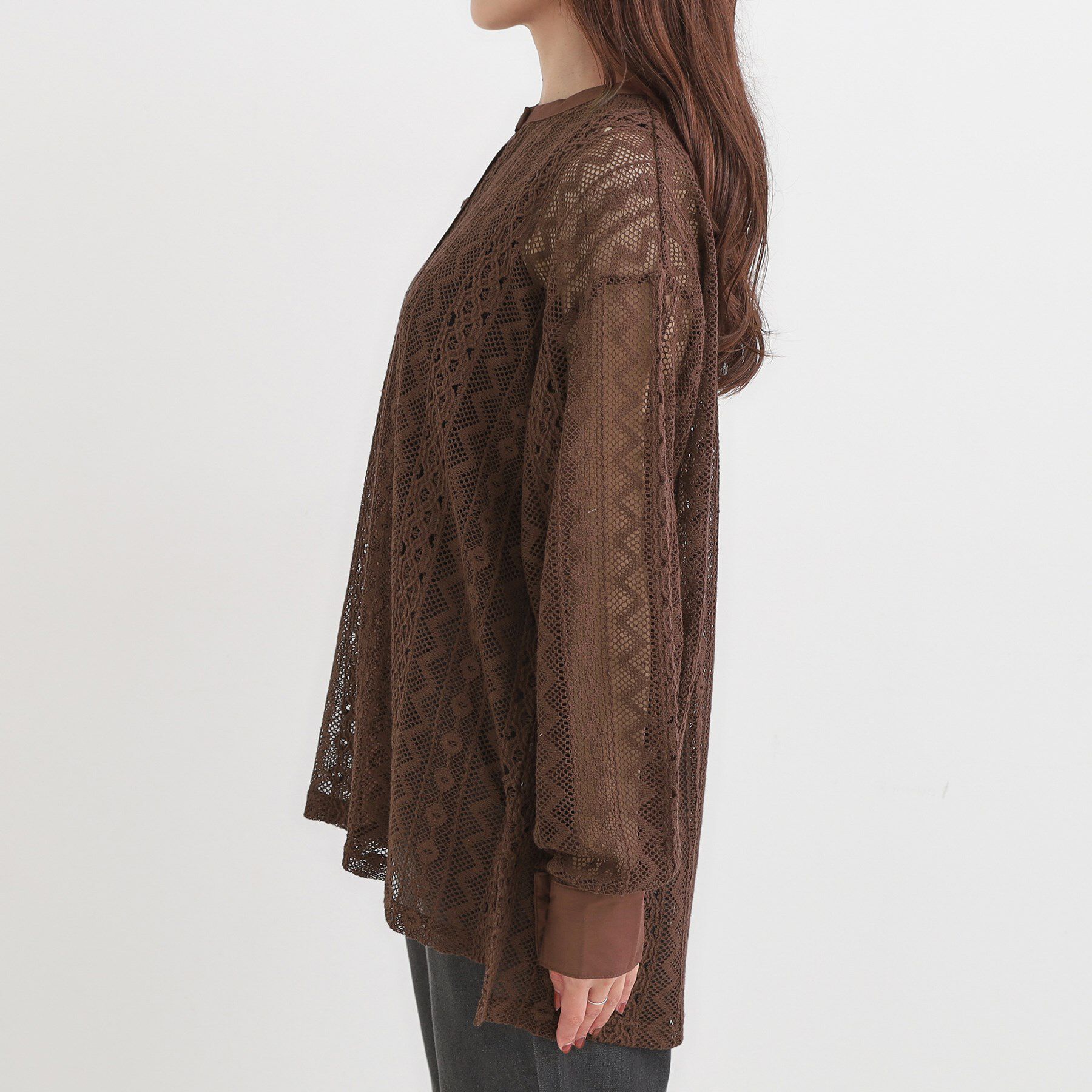 SHOO･LA･RUE「【セットアップ可】レース使いが美しい バンドカラーシャツ」|シャツ・ブラウス|