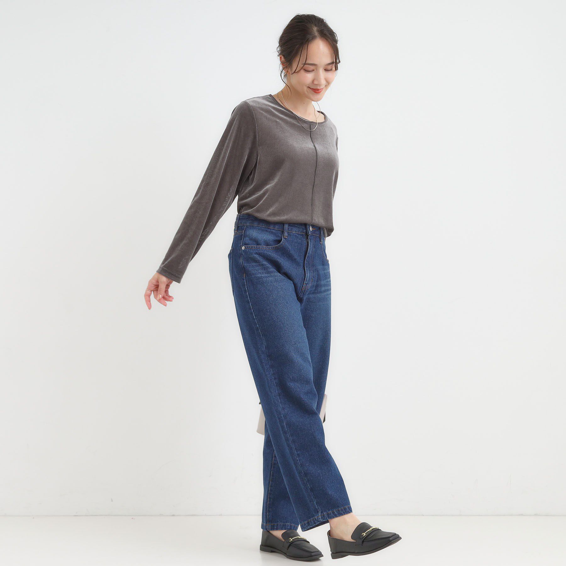 SHOO･LA･RUE「【洗える/S-LL】上品見え ベロア調シアートップス」|Tシャツ・カットソー|