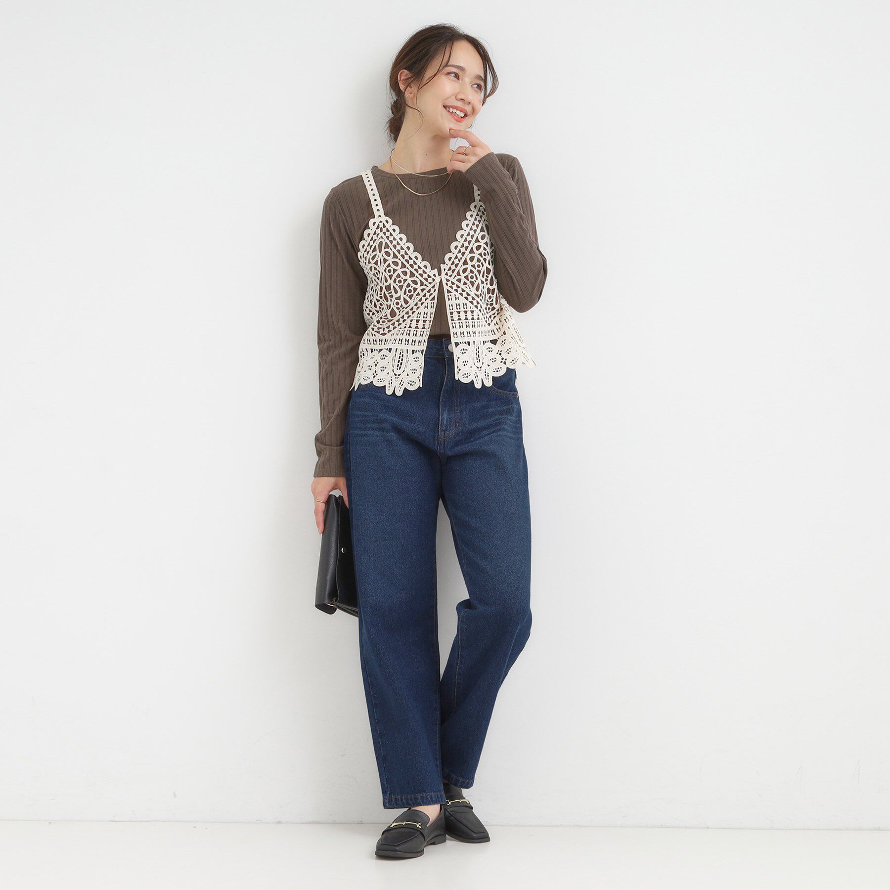 SHOO･LA･RUE「【S-LL】大人カジュアルに 柔らかデニムテーパードパンツ」|デニム|