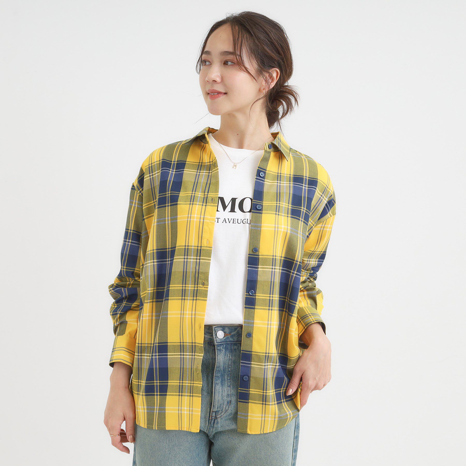 SHOO･LA･RUE「【洗濯機可/S-LL】程よいゆとりと抜け感 大人のチェックシャツ」|シャツ・ブラウス|