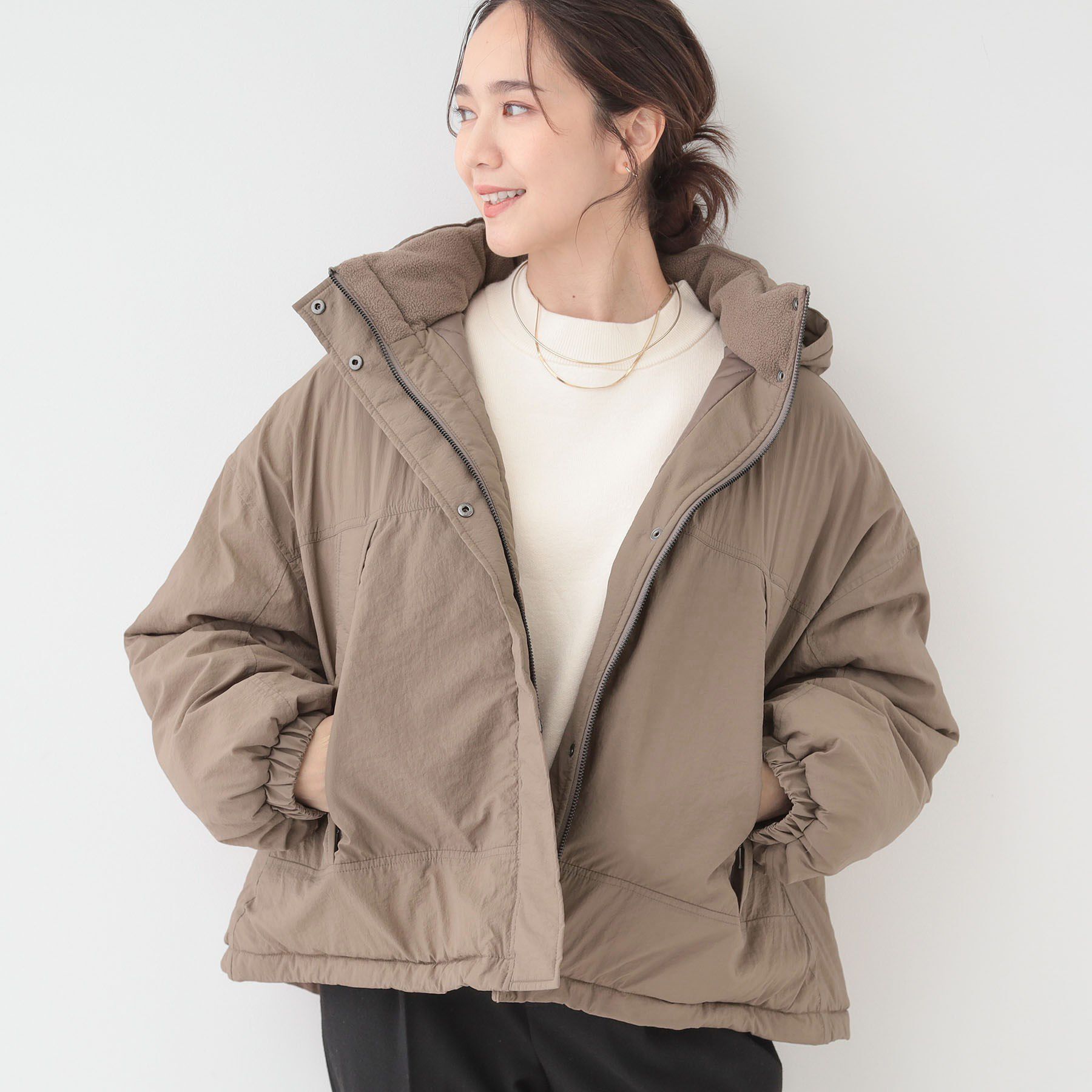 SHOO･LA･RUE「【撥水/あったか】たっぷり着られる 中綿モンスターショートコート」|ダウン|ブラウン(043)