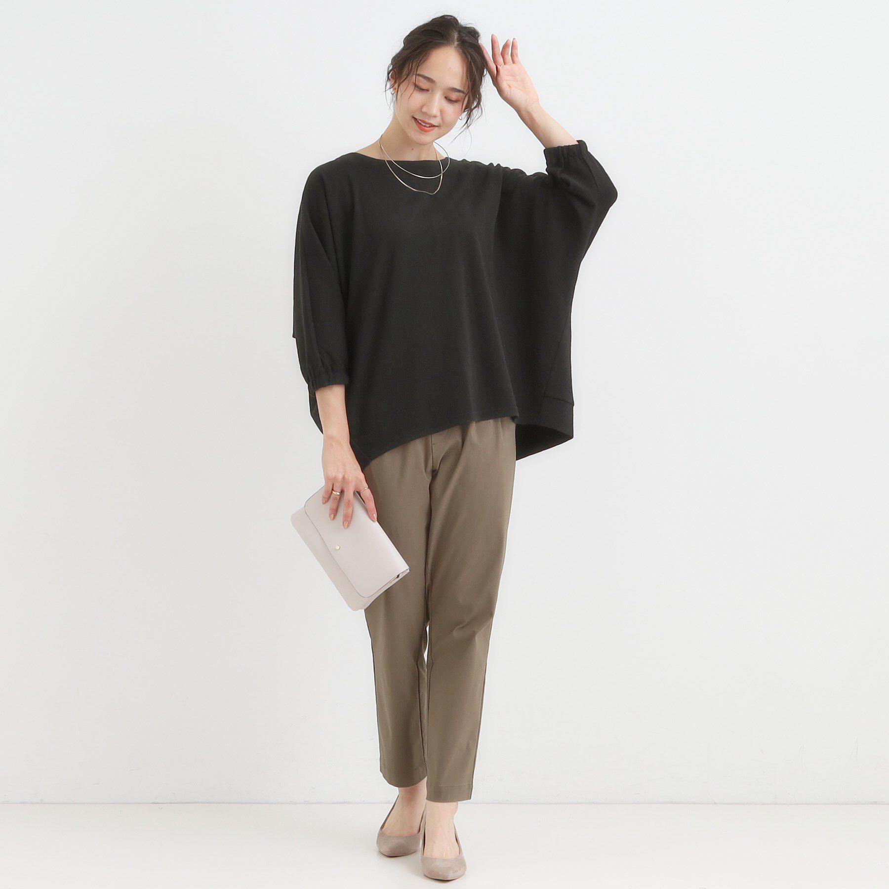 SHOO･LA･RUE「【S-LL/7分袖】さらっとしたタッチ ゆるシルエットが心地よいドルマントップス」|Tシャツ・カットソー|